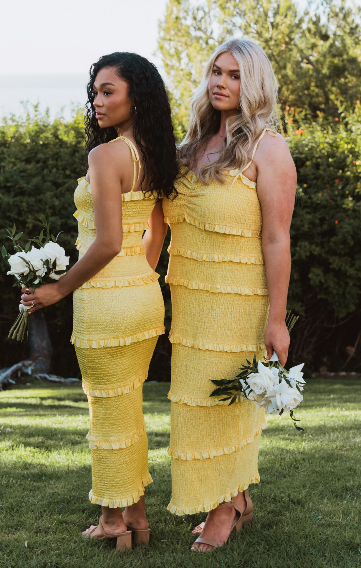 Stella Smocked Dress ~ Yellow Luxe Satin - Image 2