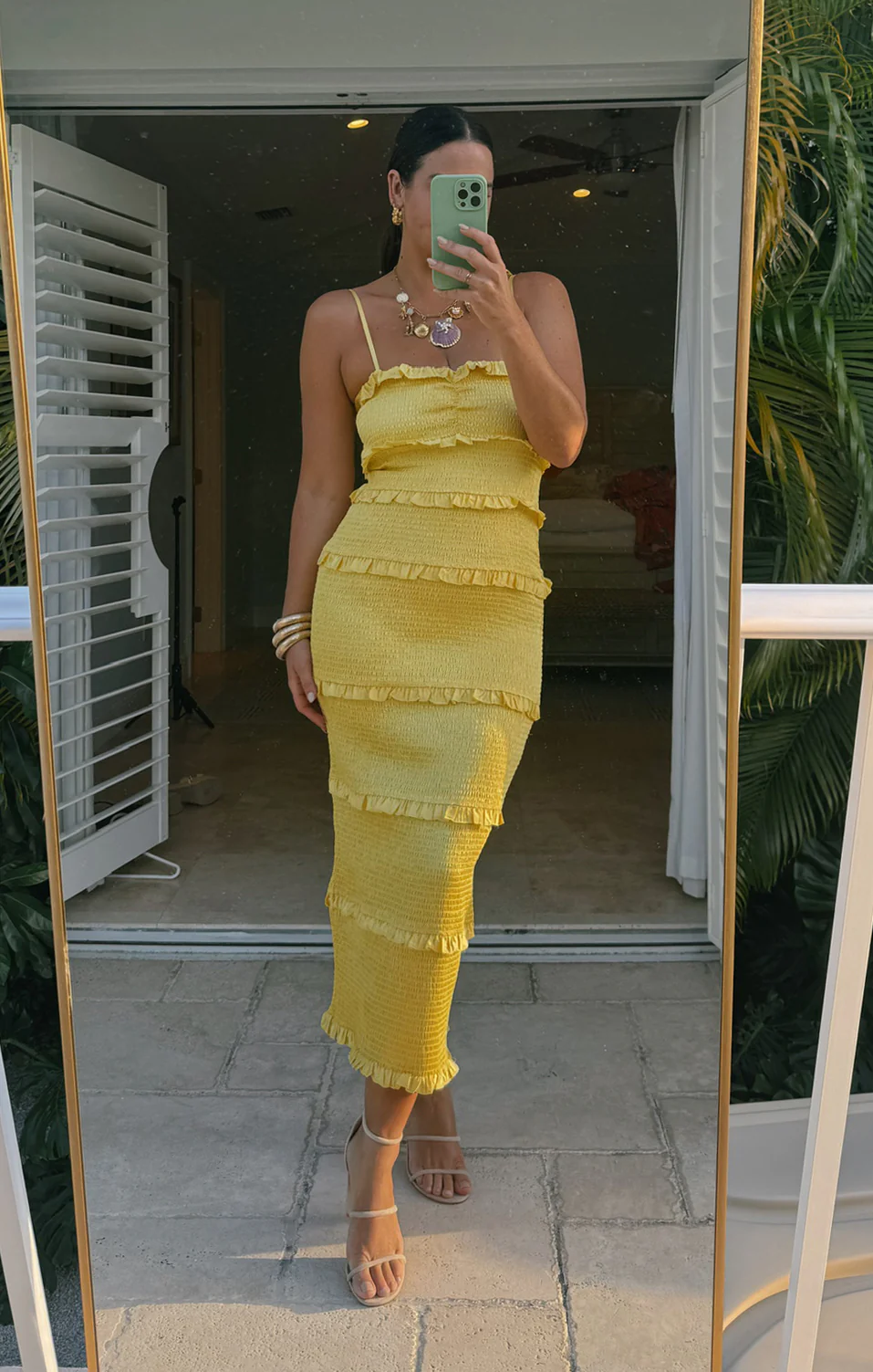 Stella Smocked Dress ~ Yellow Luxe Satin - Image 5
