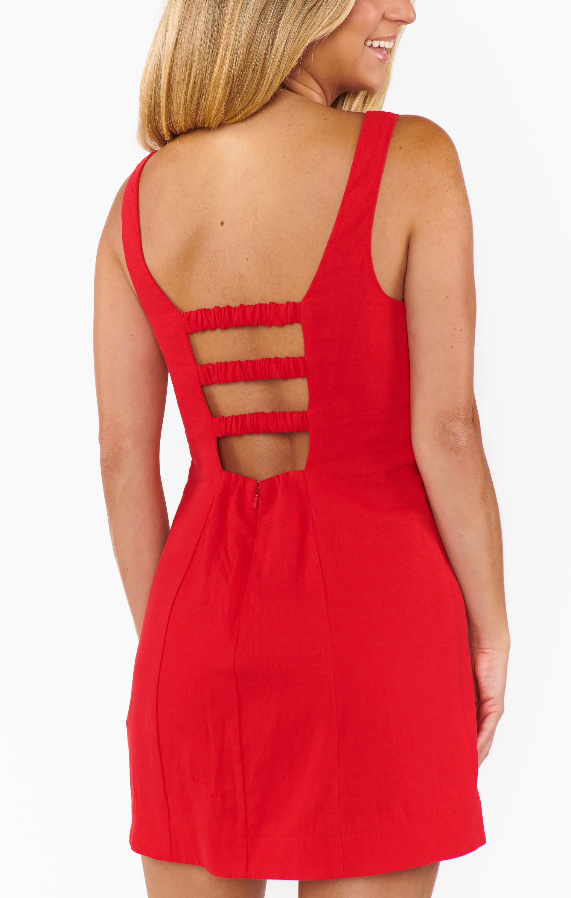 Steph Mini Dress ~ Red Linen - Image 6
