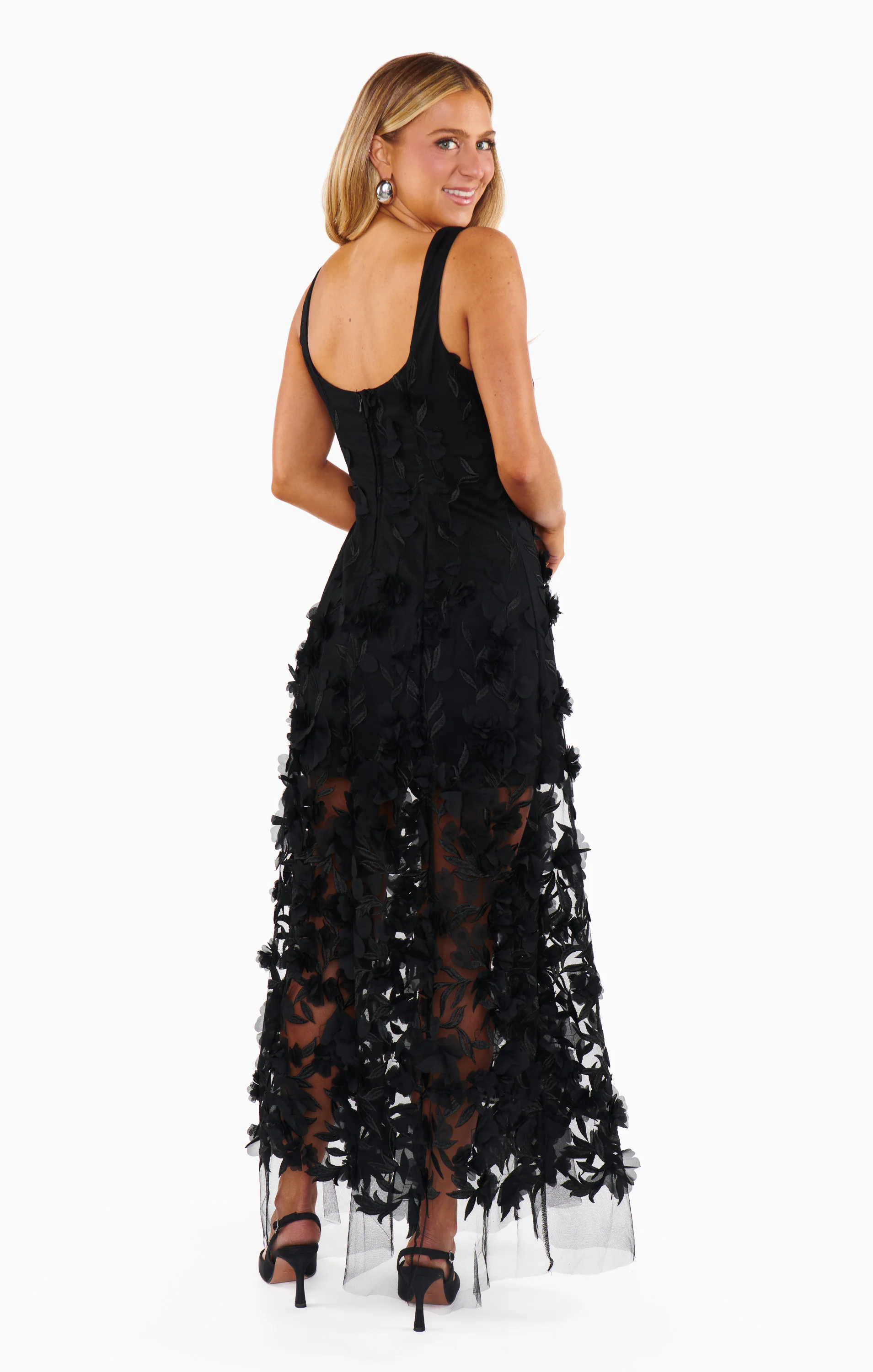 Stephanie Dress ~ Black 3D Floral - Image 4