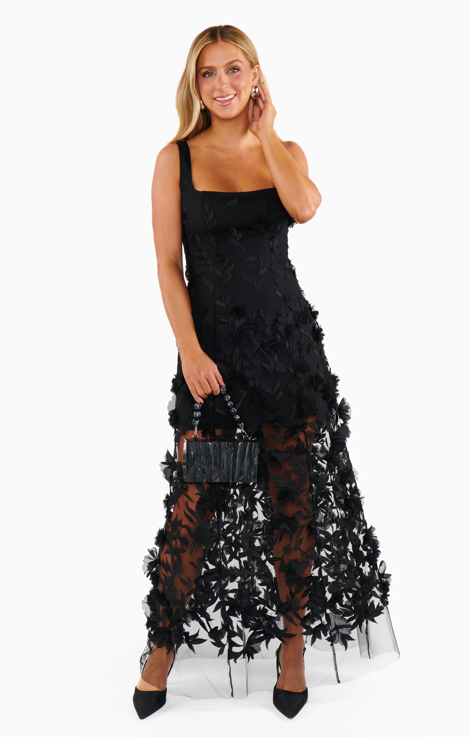 Stephanie Dress ~ Black 3D Floral - Image 6