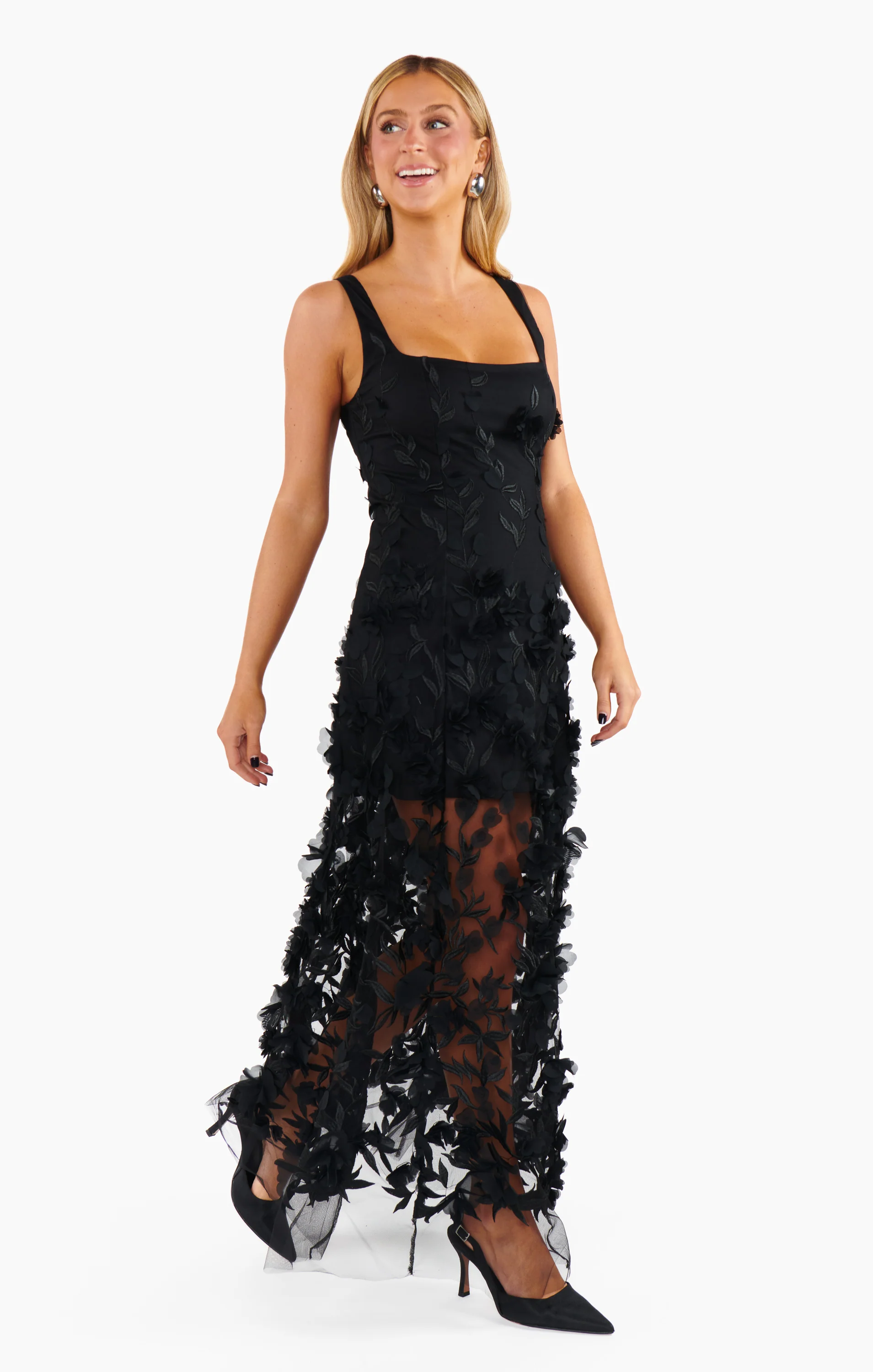 Stephanie Dress ~ Black 3D Floral - Image 7