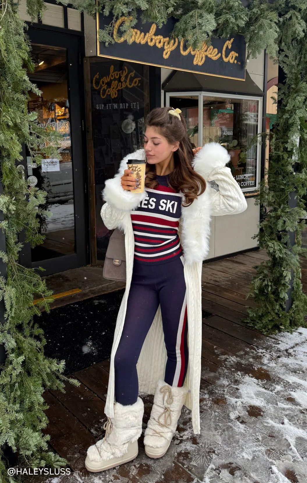 Stormi Cardigan ~ Snow Cable Knit with Faux Fur - Image 2