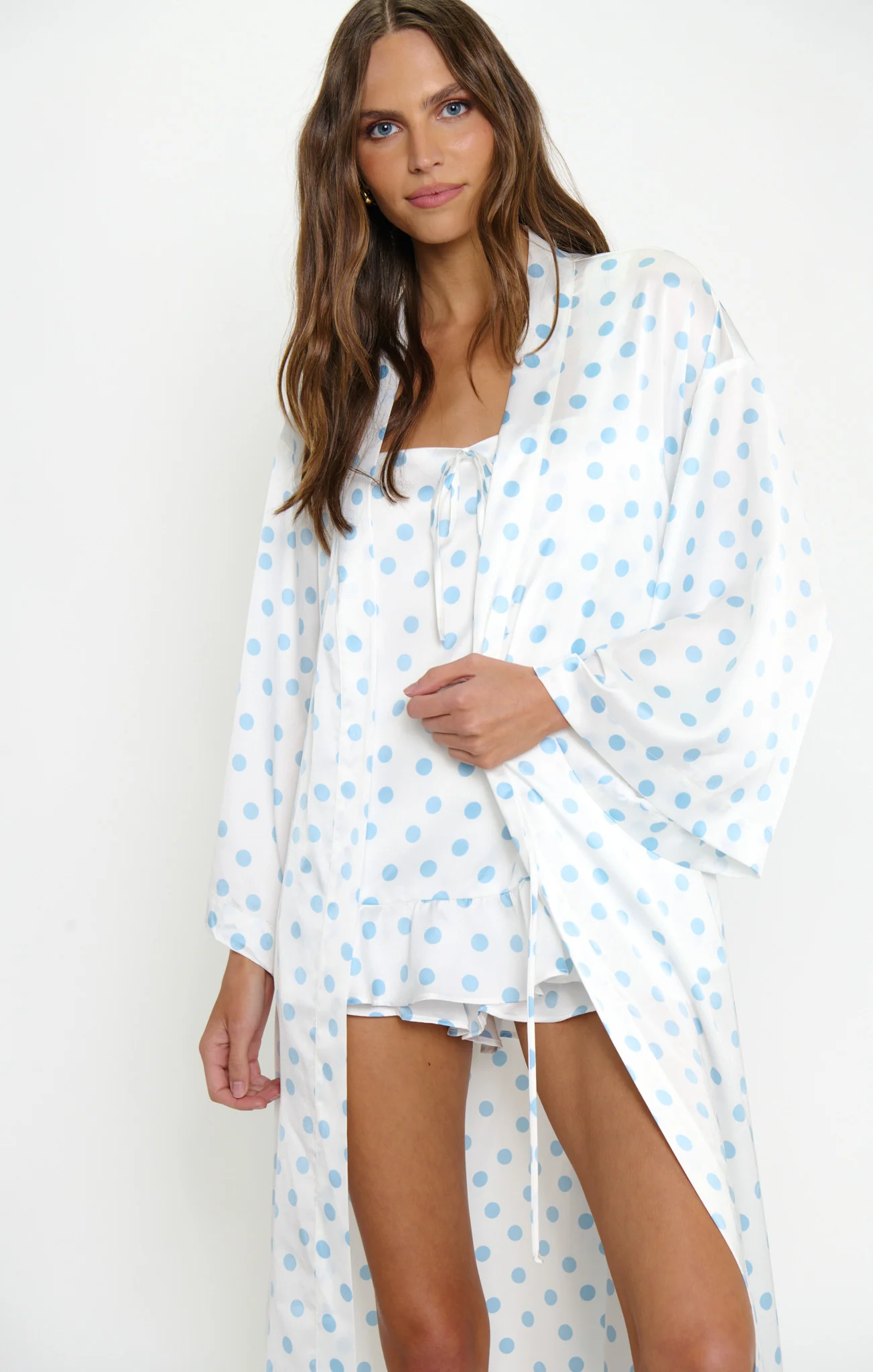 Sunrise Robe ~ Powder Blue Polka Dot - Image 5