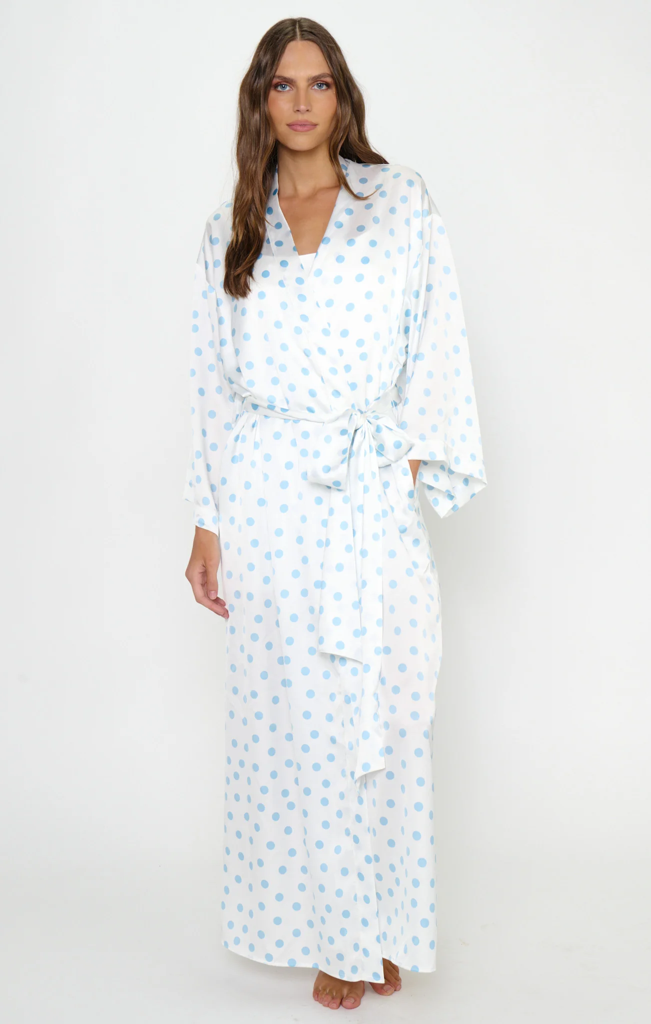 Sunrise Robe ~ Powder Blue Polka Dot - Image 6