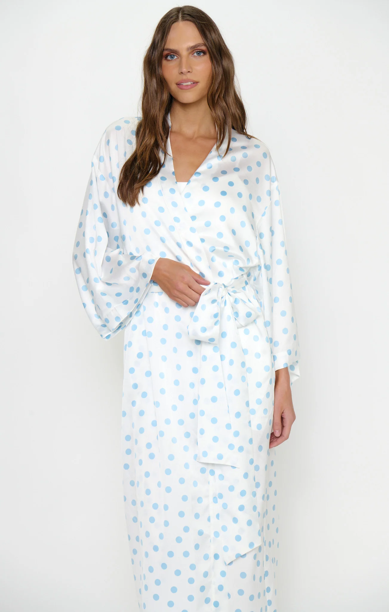 Sunrise Robe ~ Powder Blue Polka Dot - Image 7