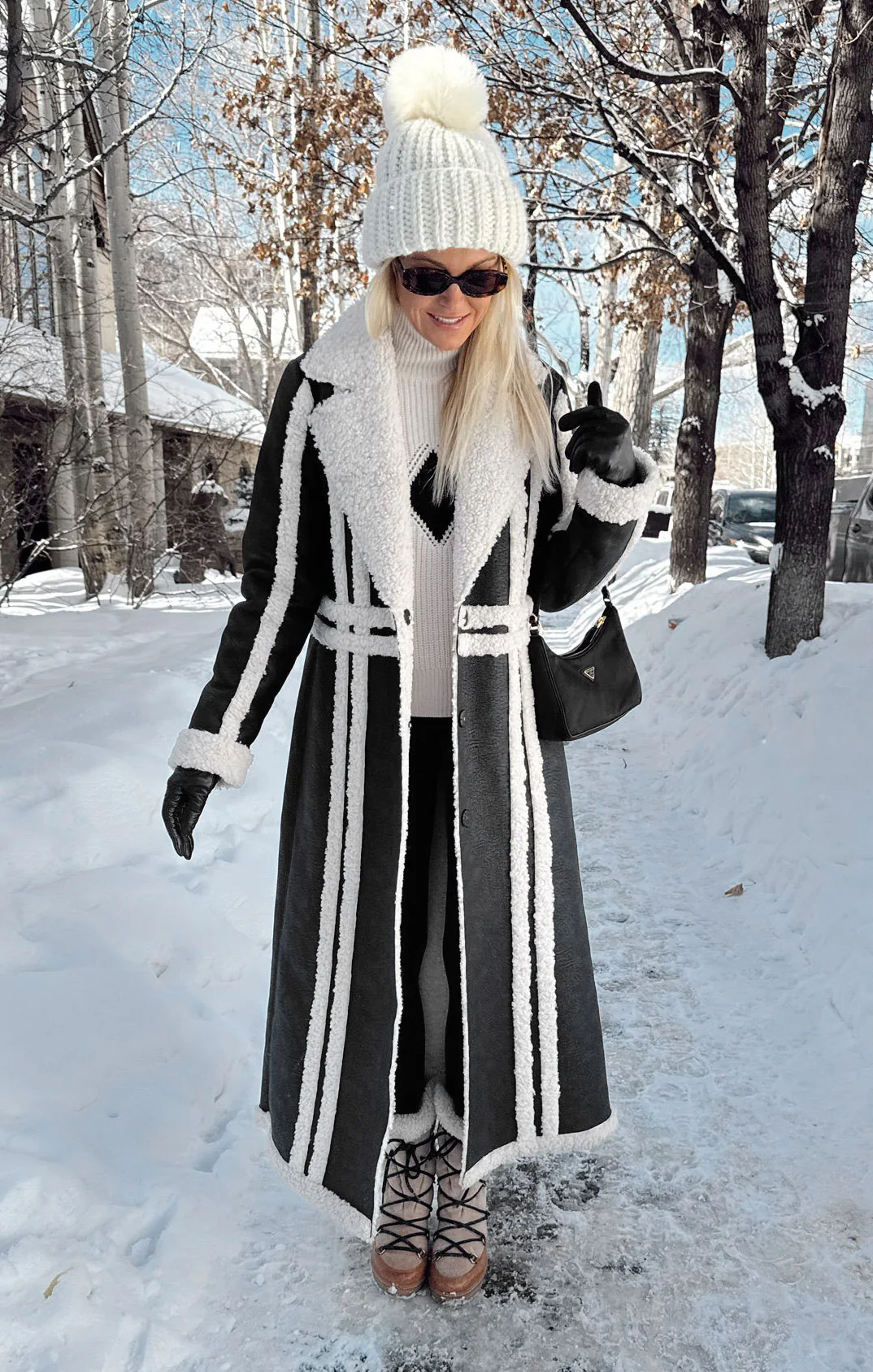 Swiss Alps Coat ~ Black Faux Leather with Sherpa - Image 2