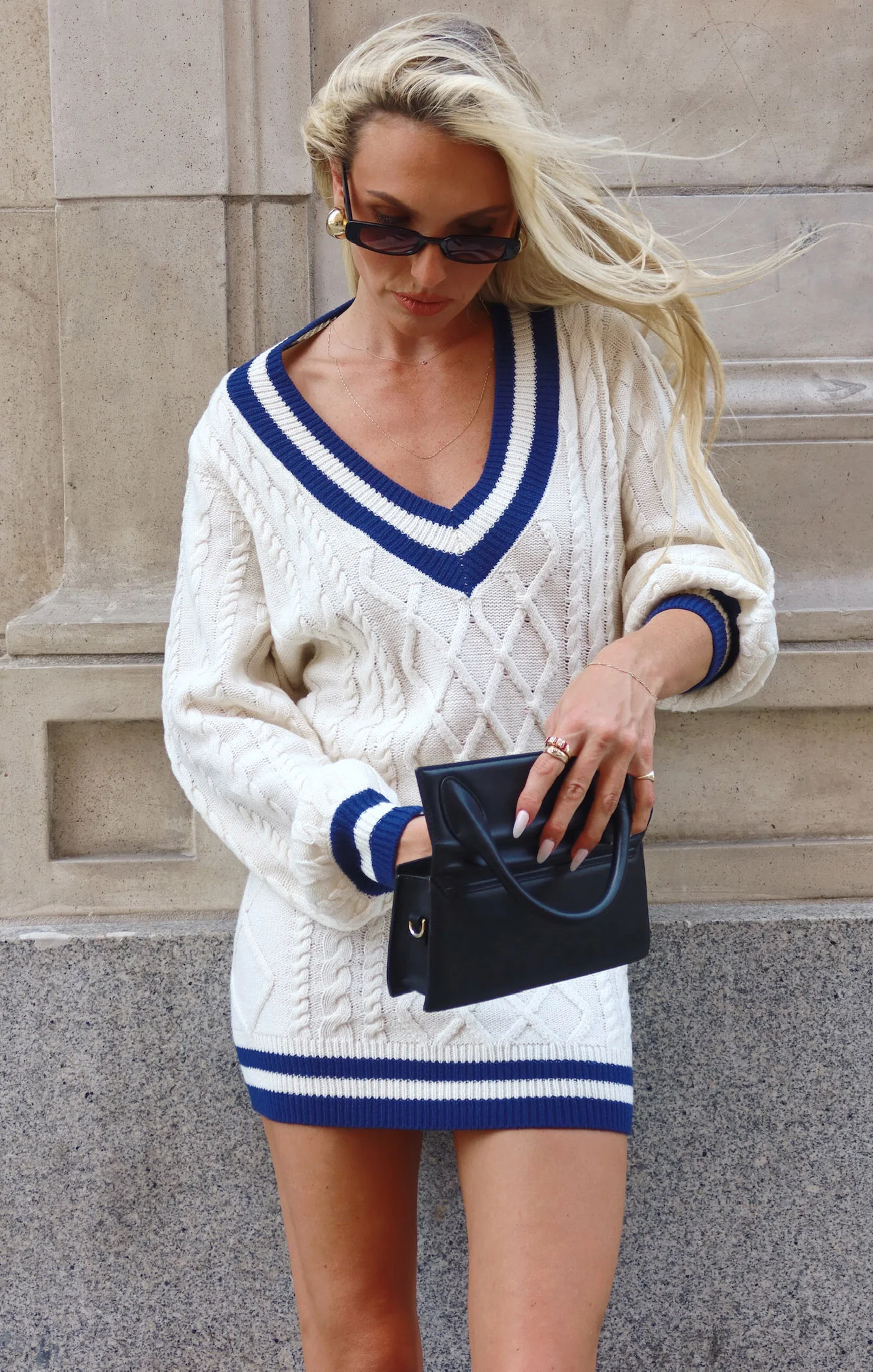 Tailgate Sweater Dress ~ Navy Cable Knit - Image 6