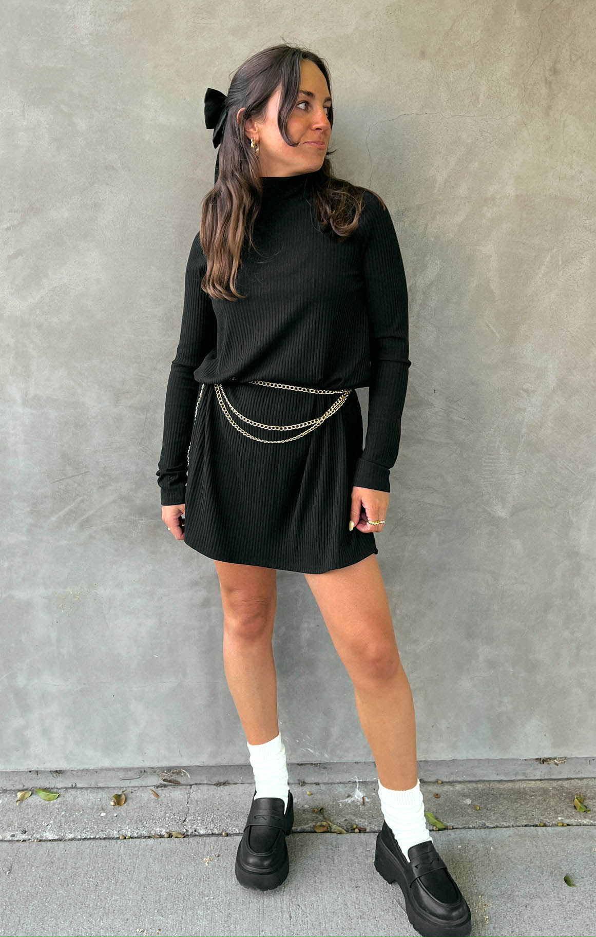 Tammy Turtleneck Dress ~ Winter Rib Black - Image 4