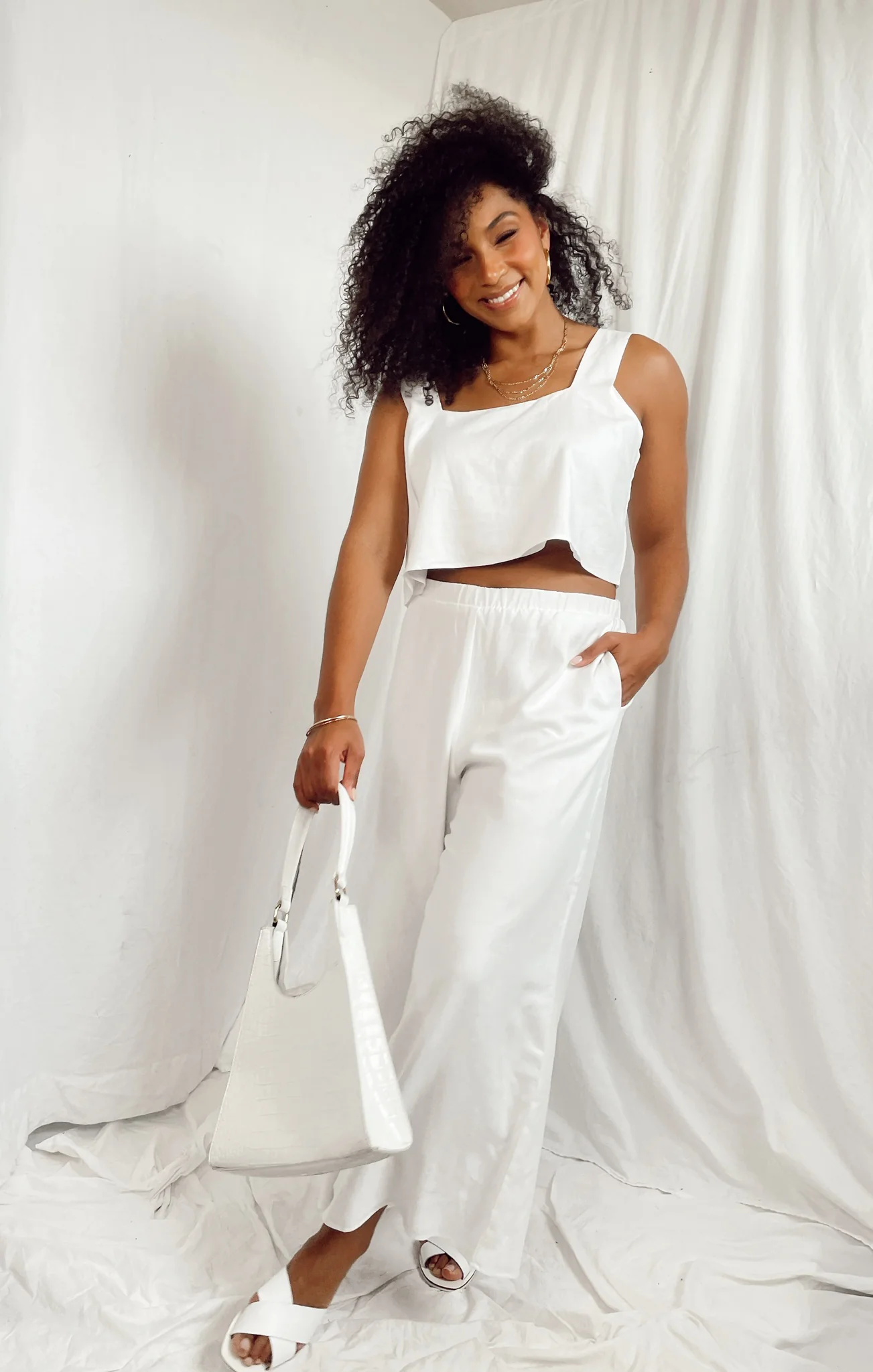 Tara Crop Top ~ White Linen - Image 3