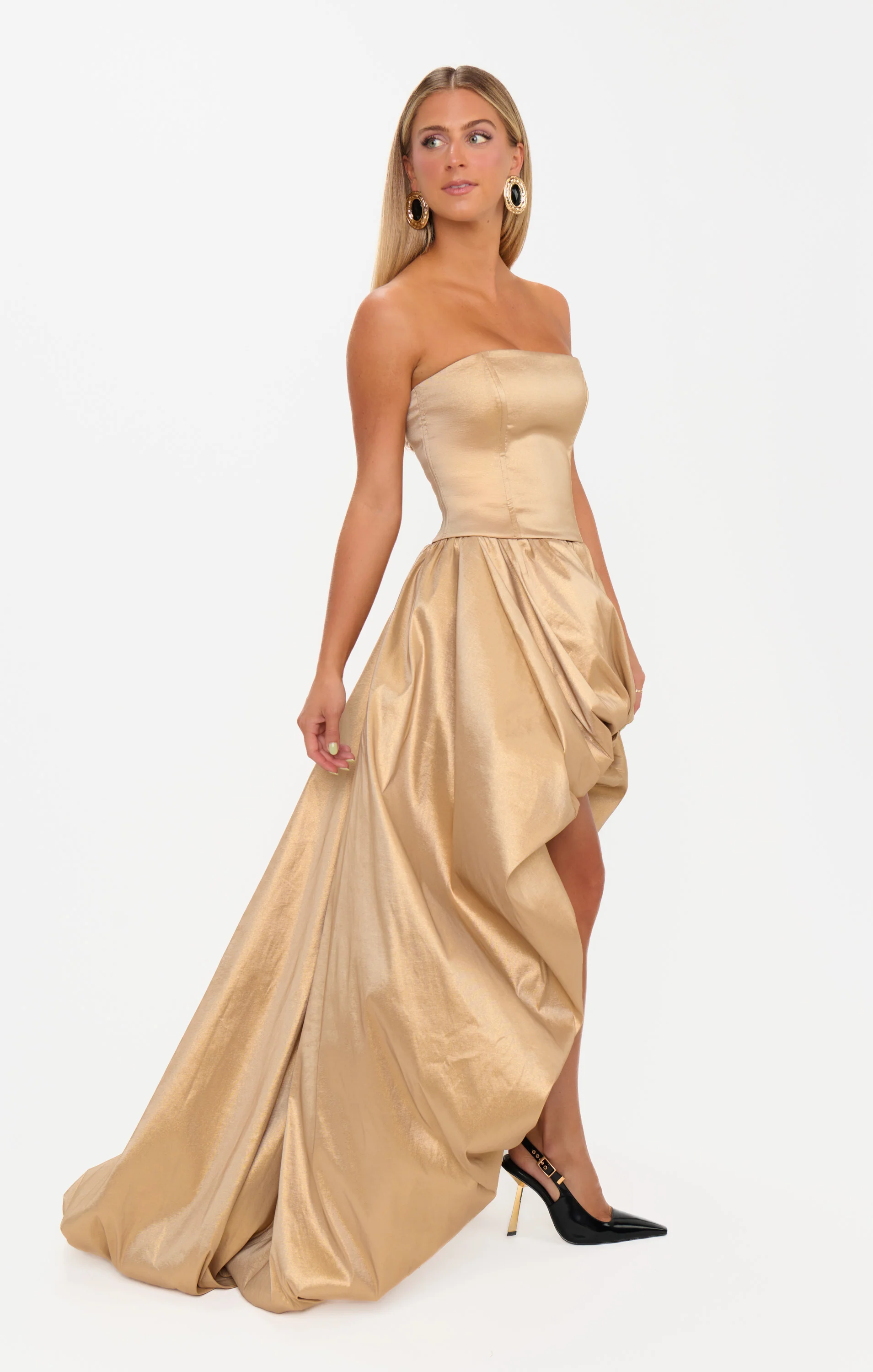 Tatum Maxi Skirt ~ Gold Metallic Taffeta - Image 4