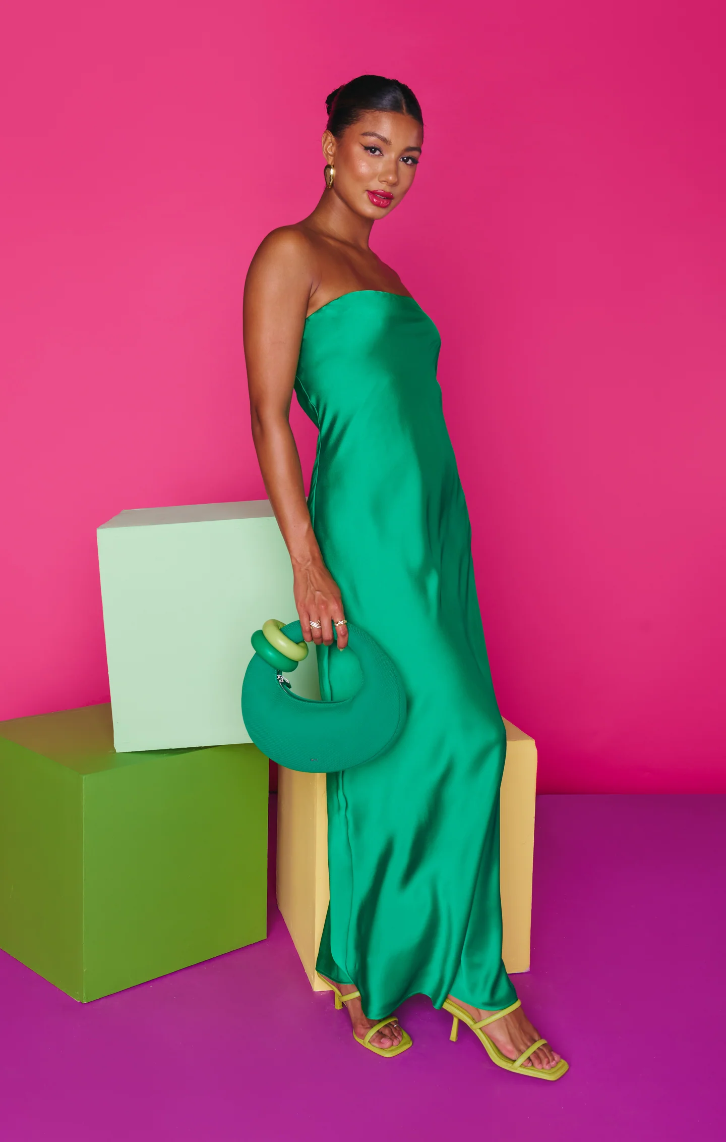 Taylor Tube Dress ~ Clover Green Luxe Satin - Image 4
