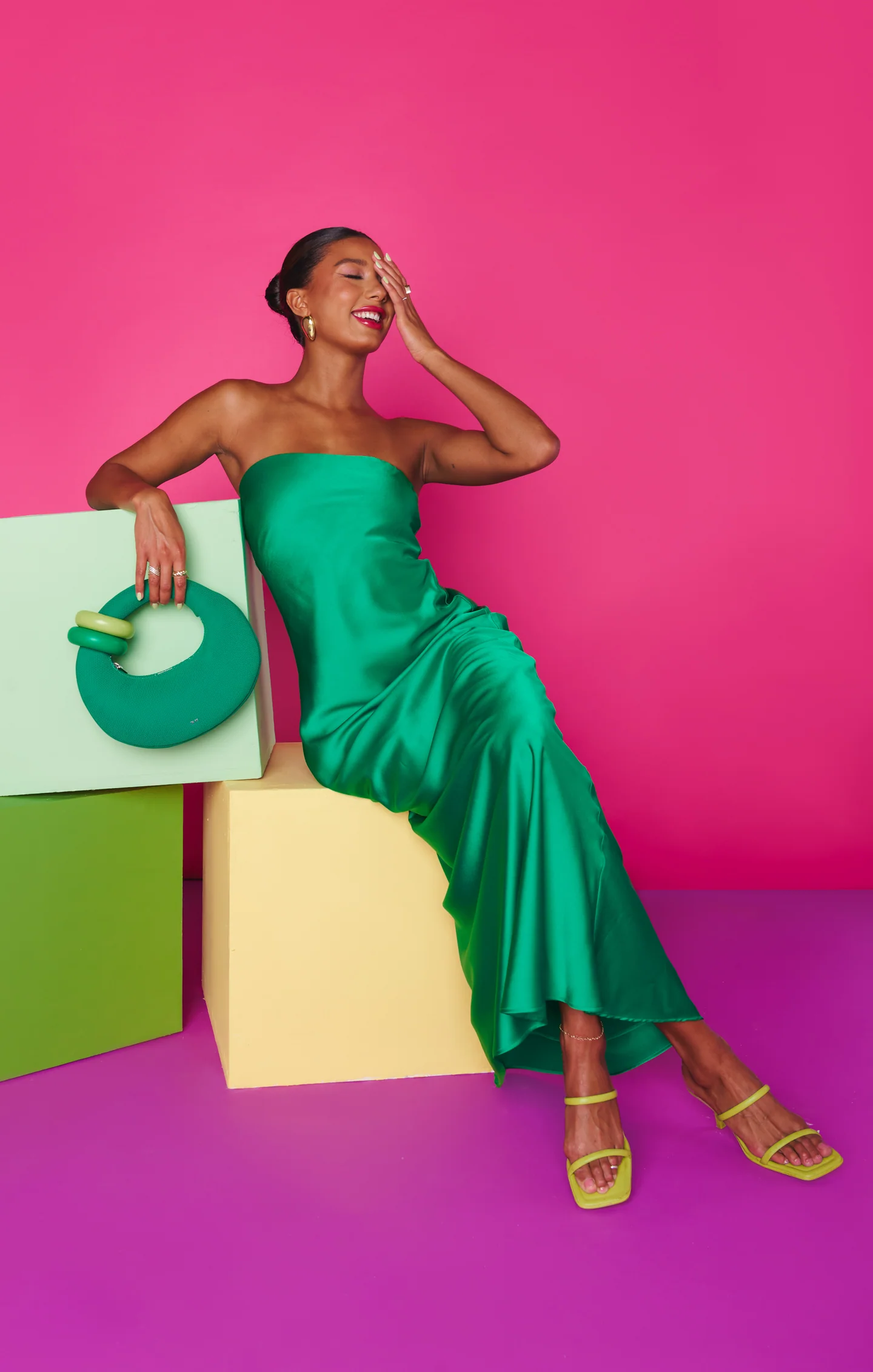 Taylor Tube Dress ~ Clover Green Luxe Satin - Image 5