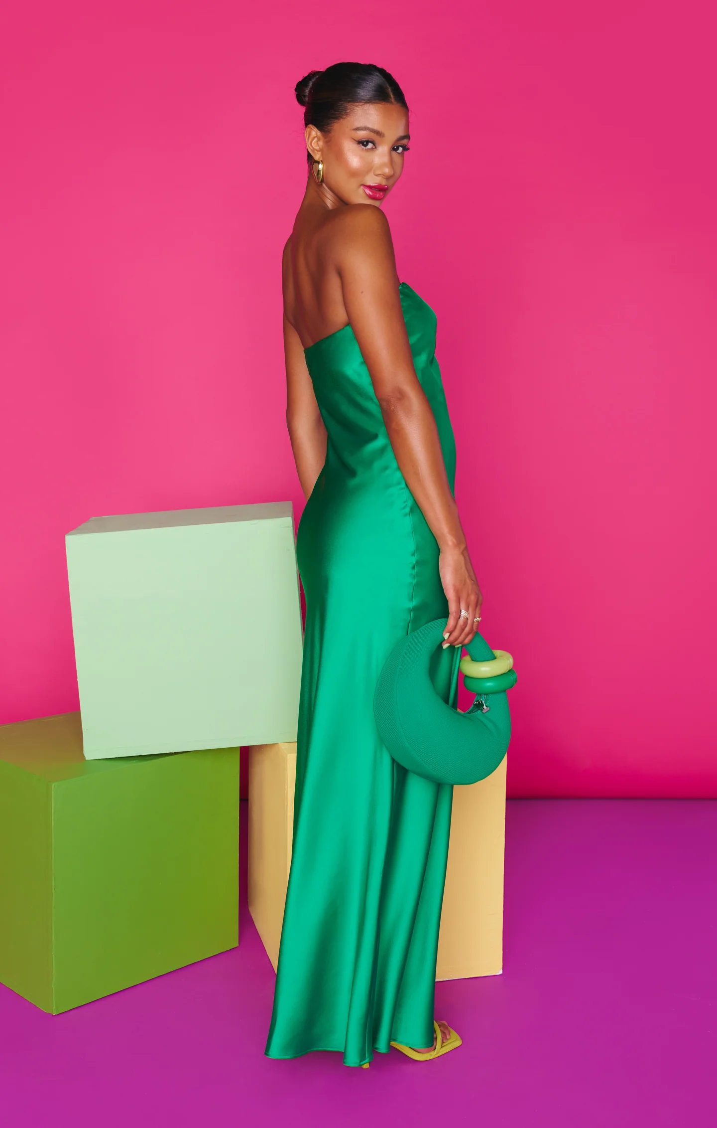 Taylor Tube Dress ~ Clover Green Luxe Satin - Image 6