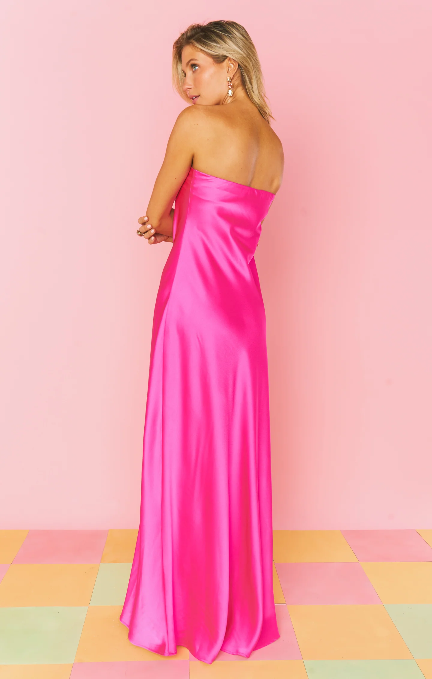 Taylor Tube Dress ~ Hot Pink Luxe Satin - Image 11