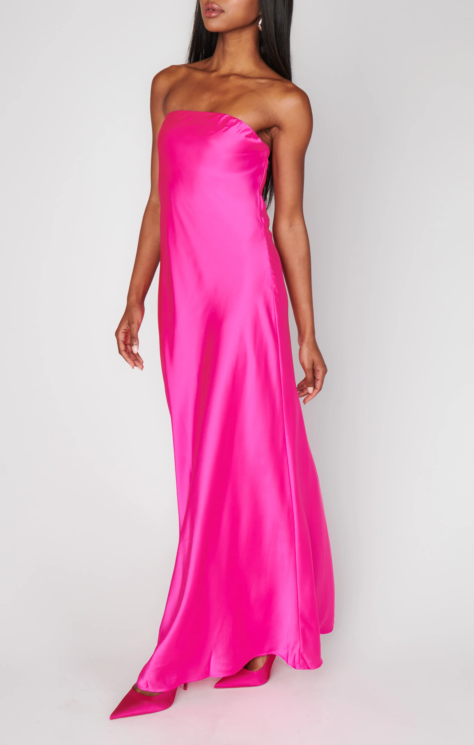 Taylor Tube Dress ~ Hot Pink Luxe Satin - Image 4