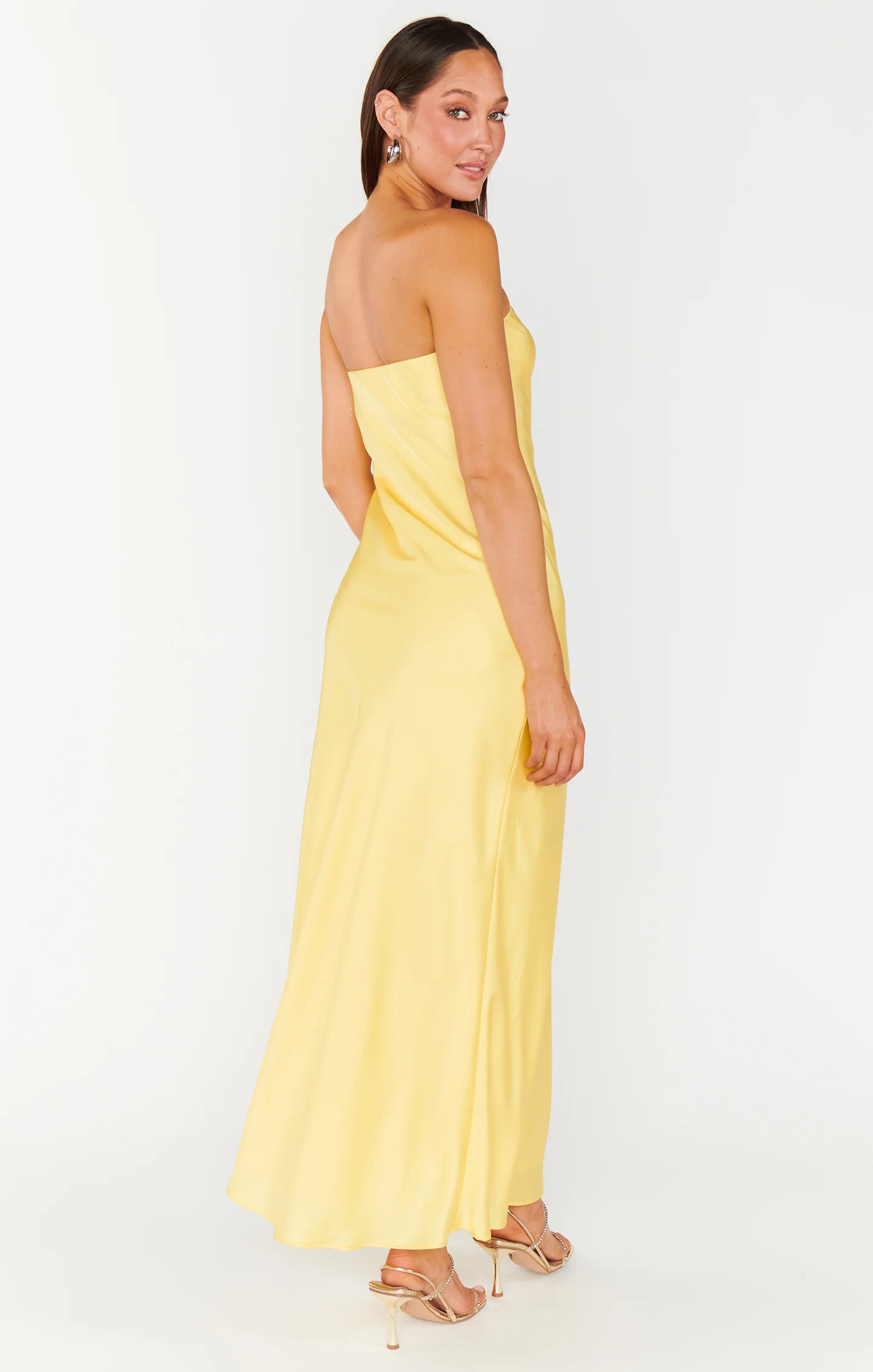 Taylor Tube Dress ~ Yellow Luxe Satin - Image 4