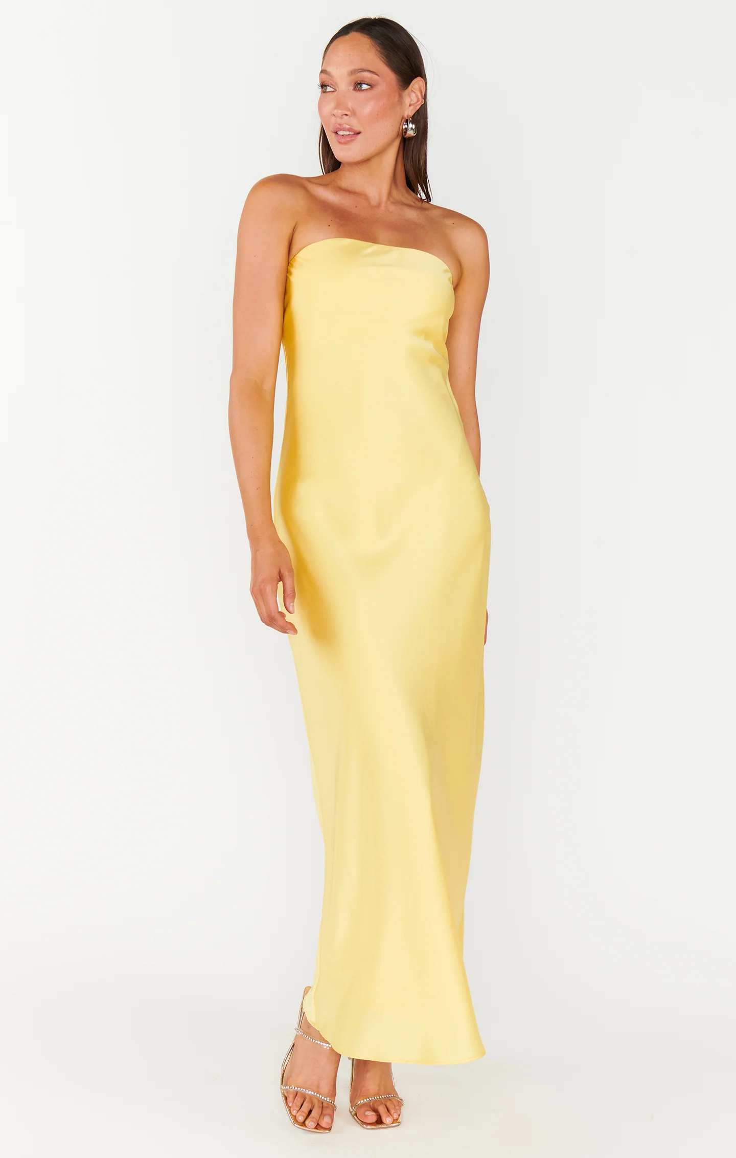 Taylor Tube Dress ~ Yellow Luxe Satin - Image 6