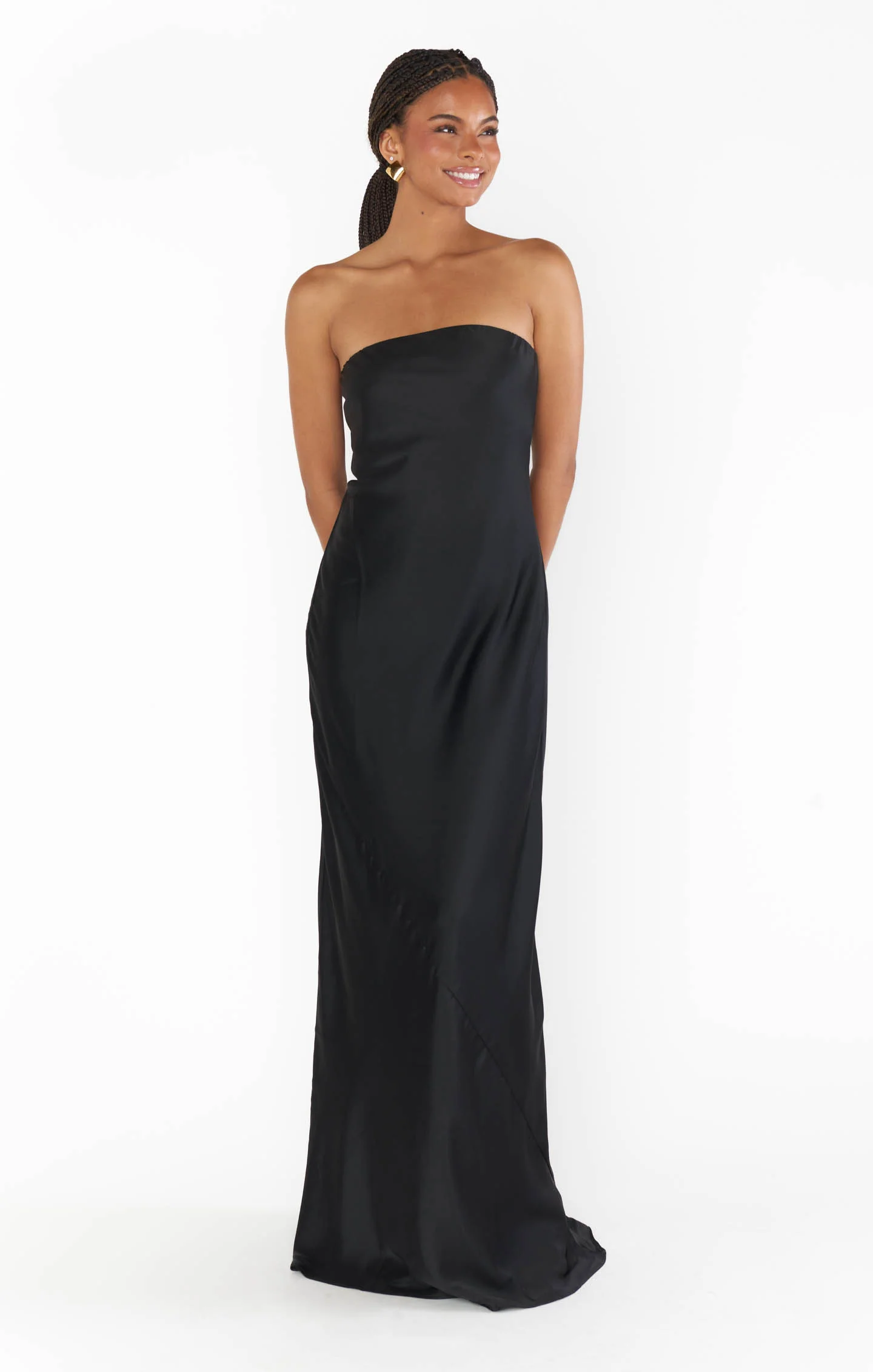 Taylor Tube Maxi Dress ~ Black Luxe Satin - Image 3