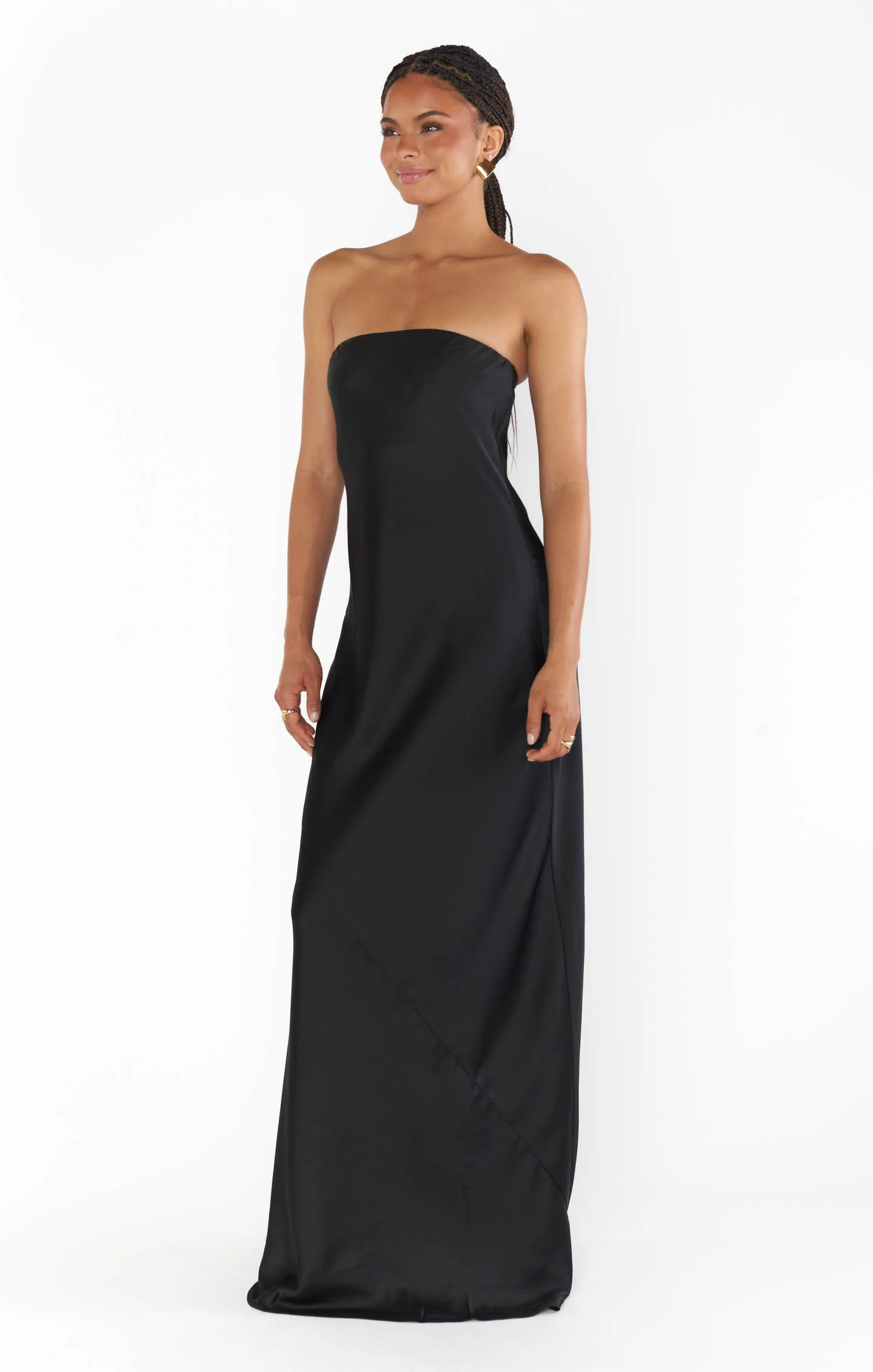 Taylor Tube Maxi Dress ~ Black Luxe Satin - Image 4