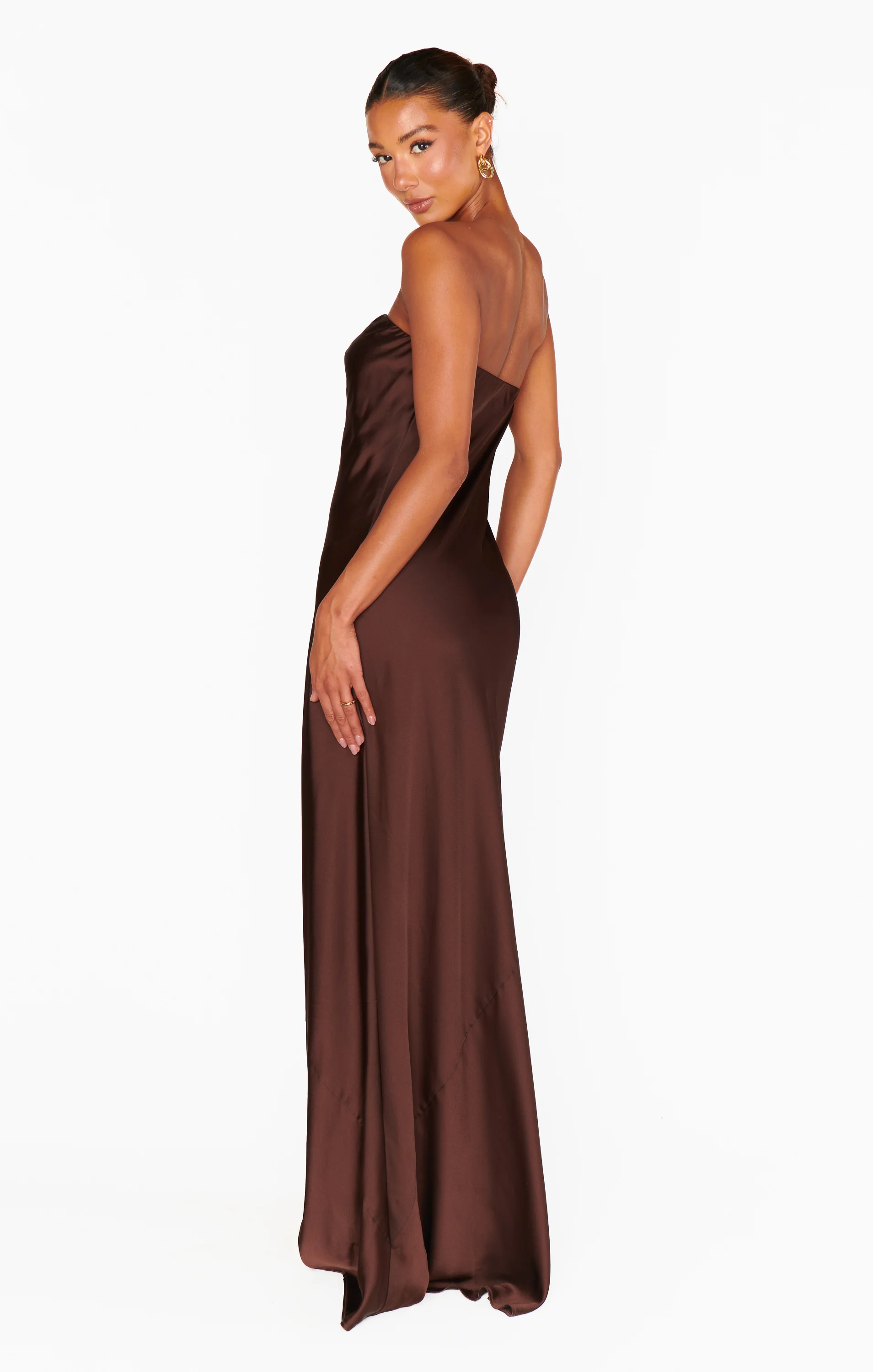 Taylor Tube Maxi Dress ~ Chocolate Luxe Satin - Image 7