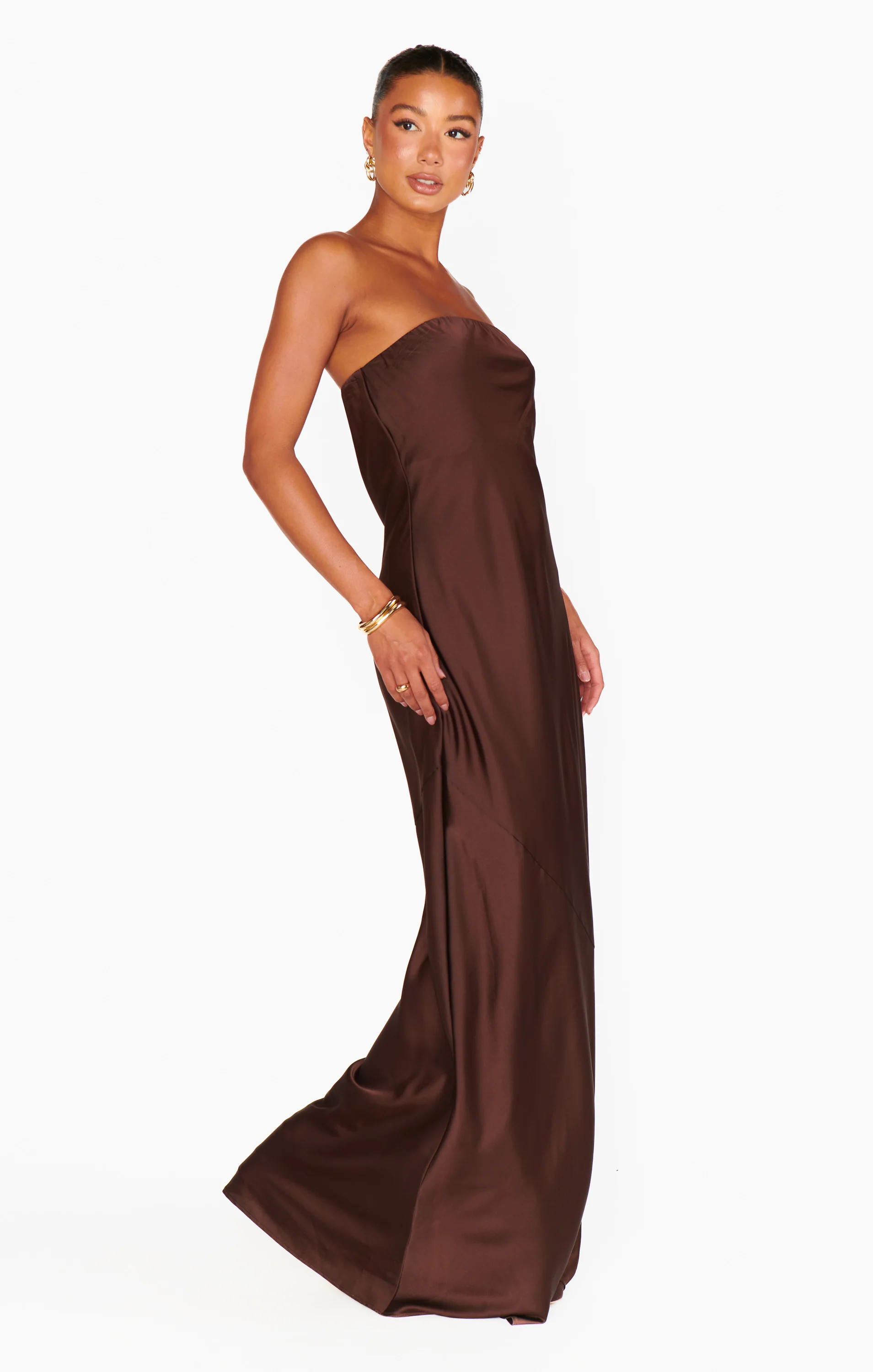Taylor Tube Maxi Dress ~ Chocolate Luxe Satin - Image 9