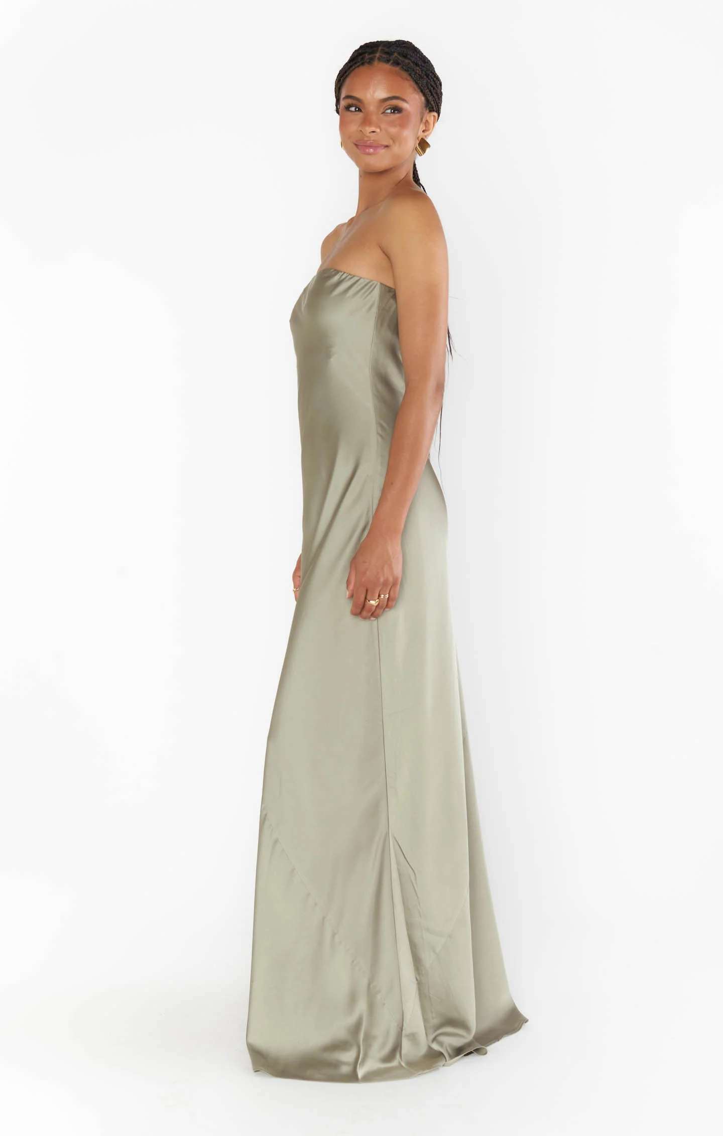 Taylor Tube Maxi Dress ~ Moss Green Luxe Satin - Image 4