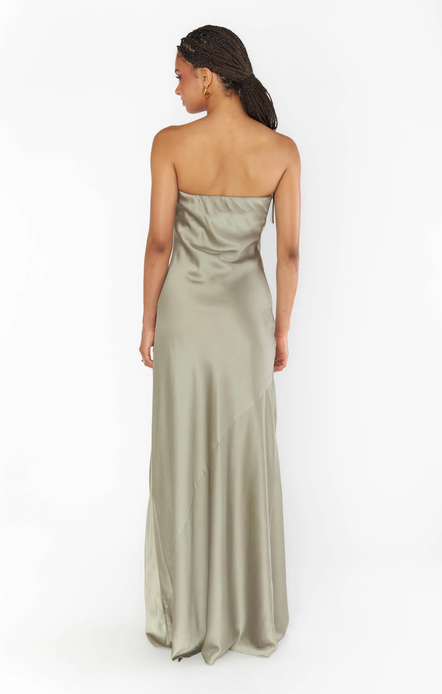 Taylor Tube Maxi Dress ~ Moss Green Luxe Satin - Image 5