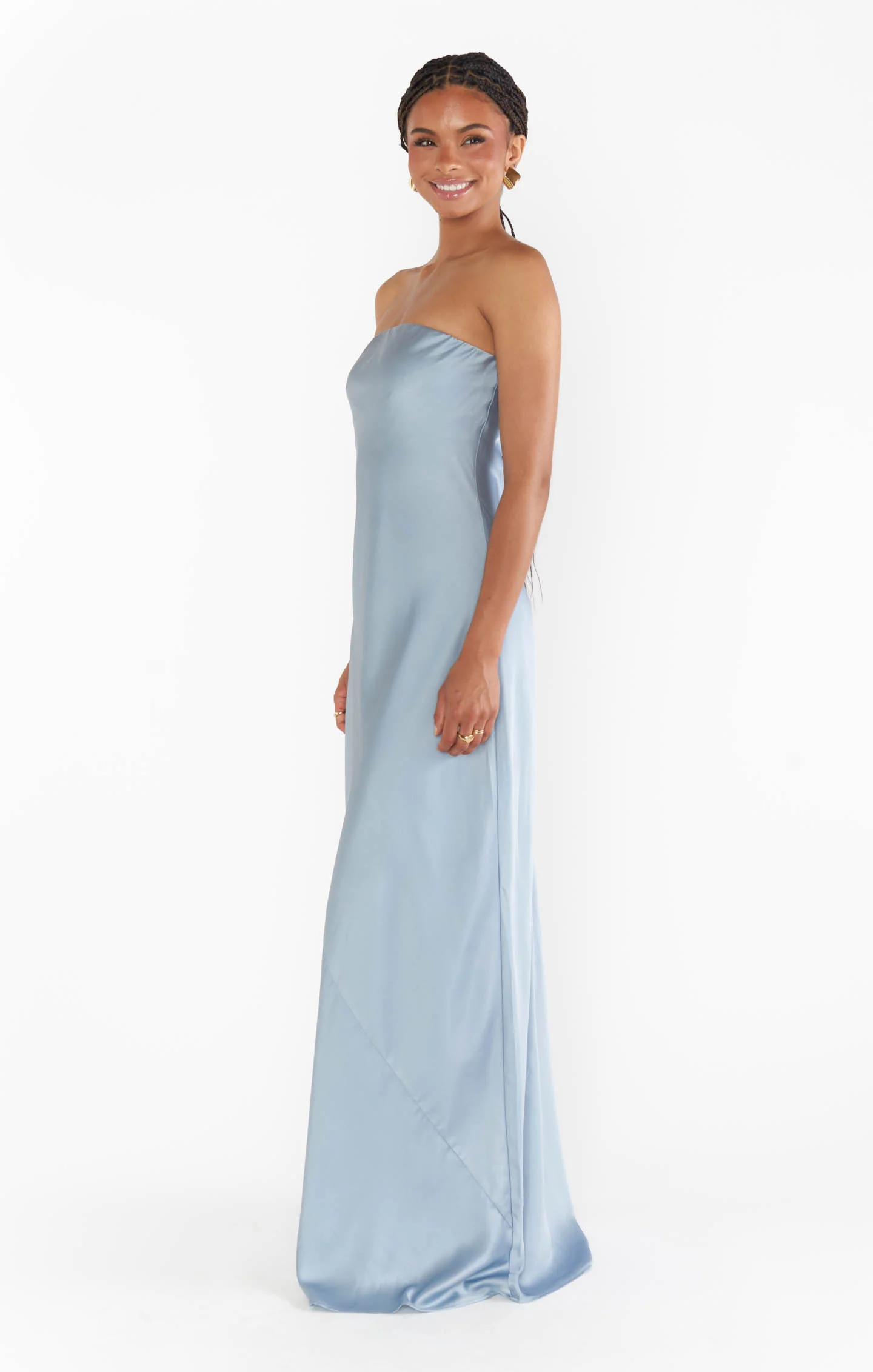 Taylor Tube Maxi Dress ~ Steel Blue Luxe Satin - Image 5
