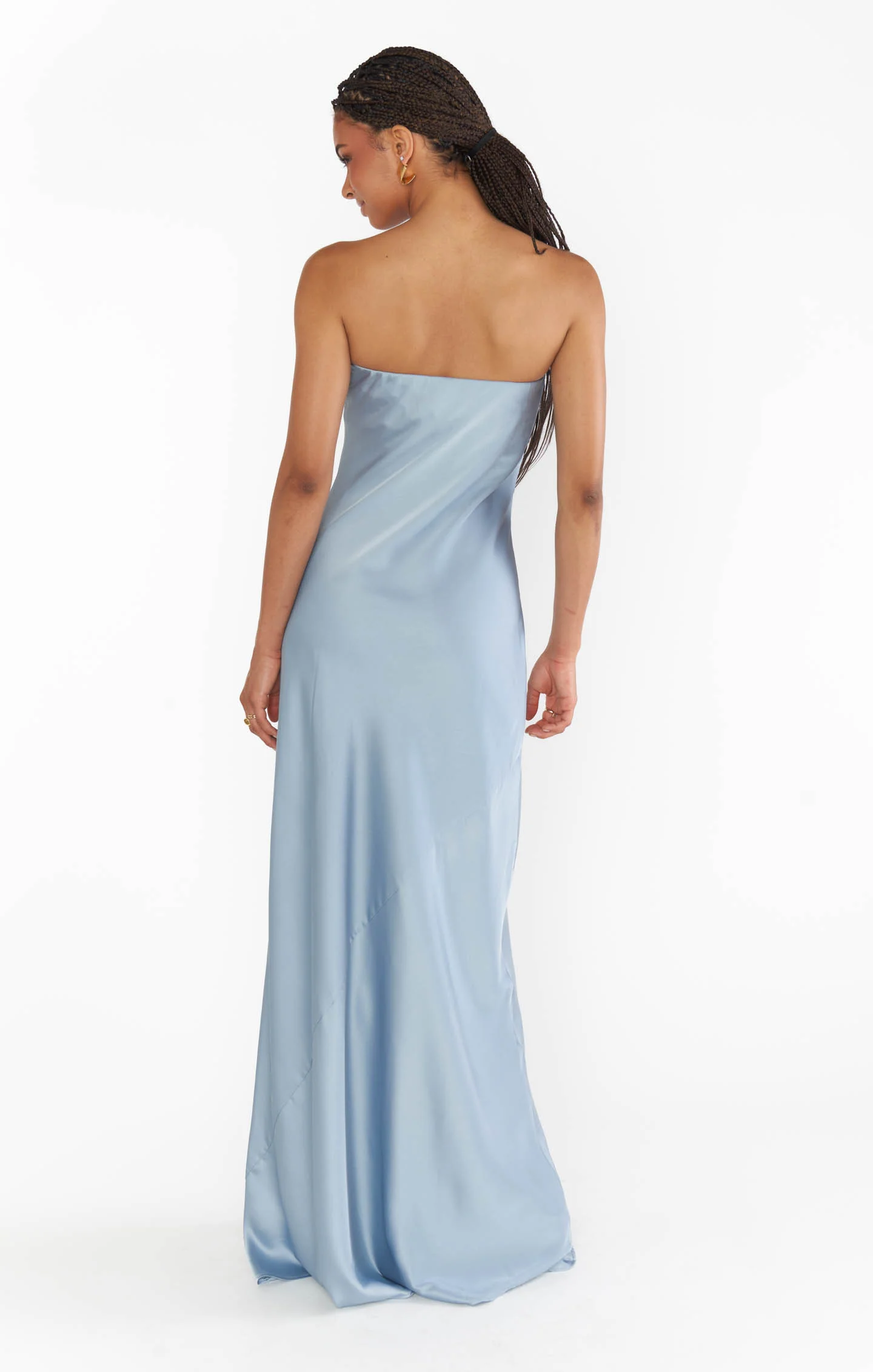 Taylor Tube Maxi Dress ~ Steel Blue Luxe Satin - Image 6