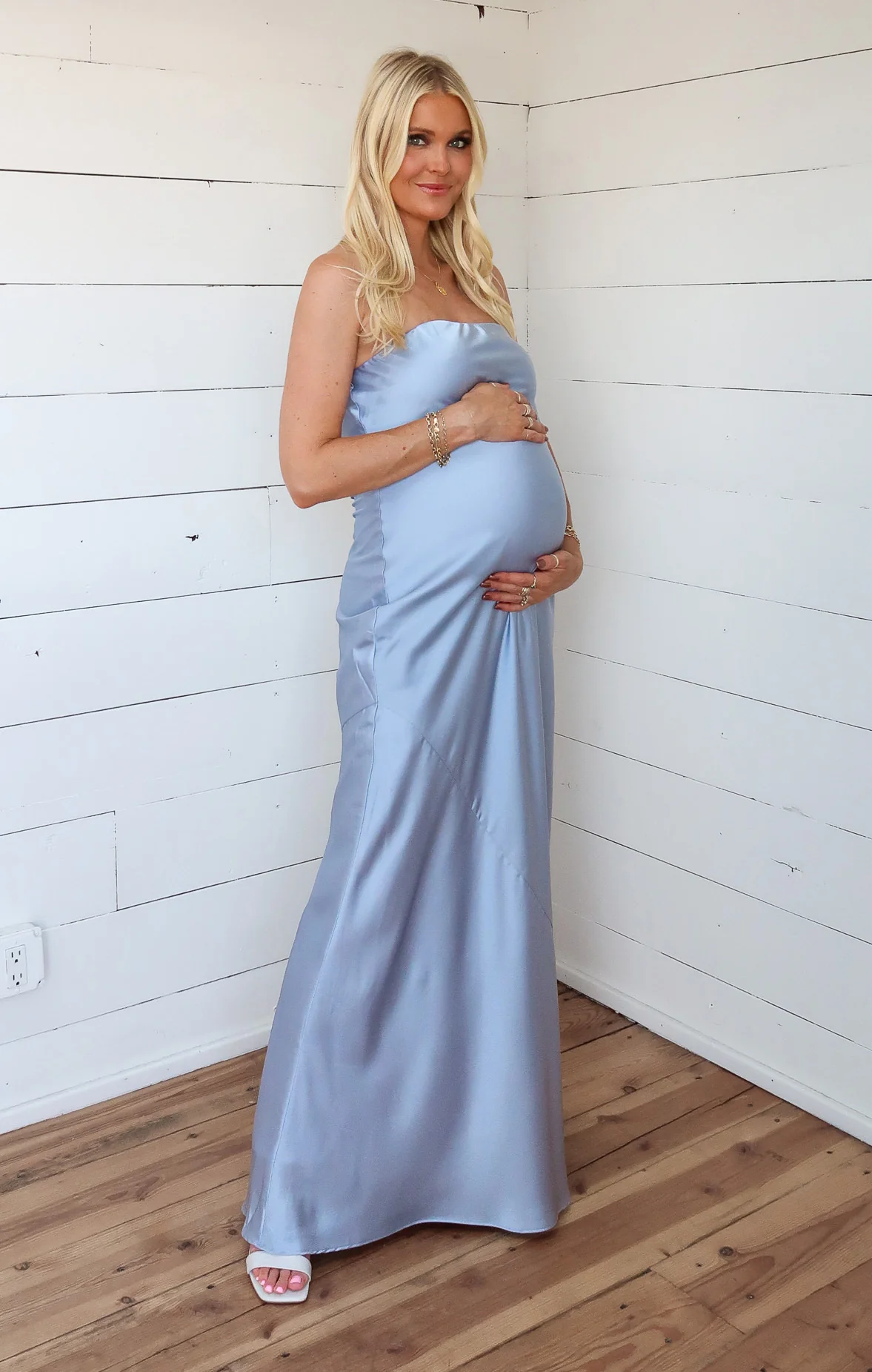 Taylor Tube Maxi Dress ~ Steel Blue Luxe Satin - Image 7