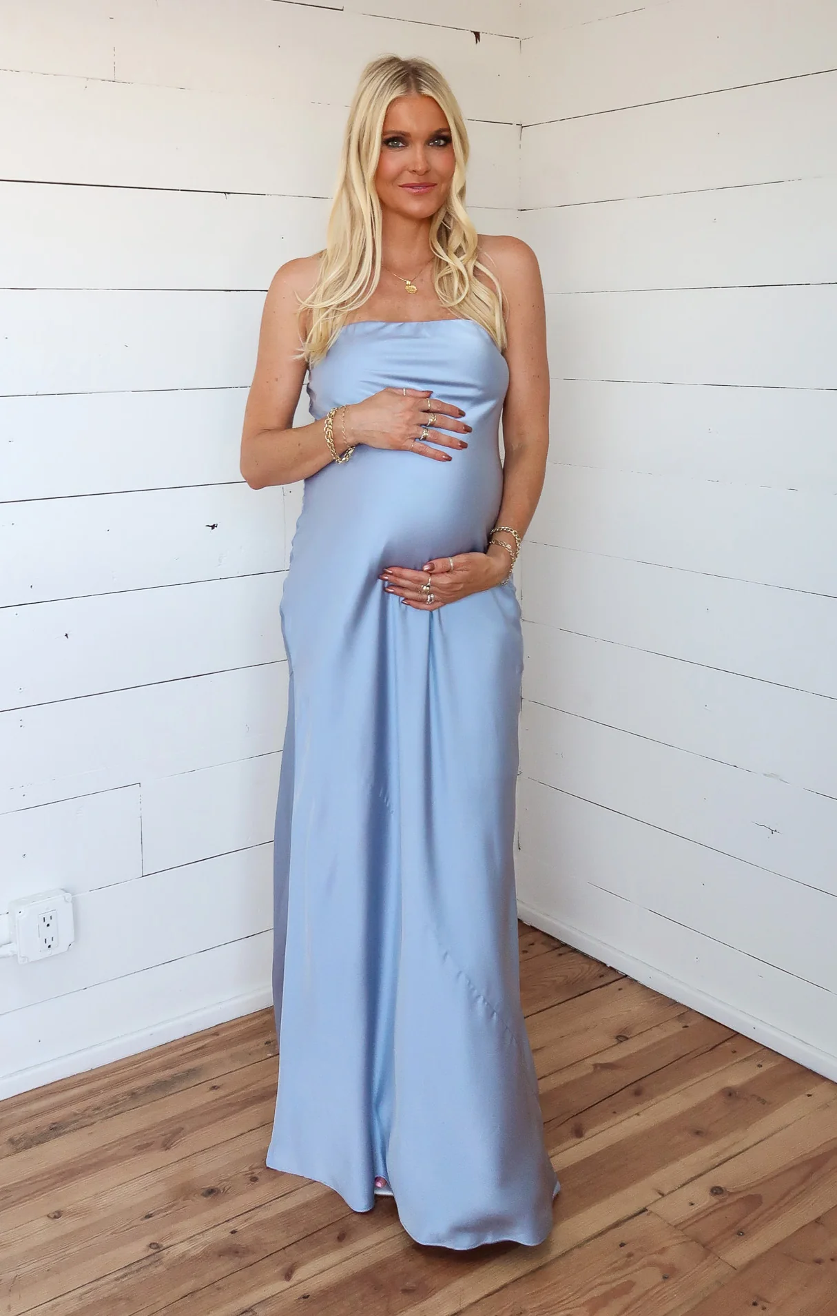 Taylor Tube Maxi Dress ~ Steel Blue Luxe Satin - Image 8