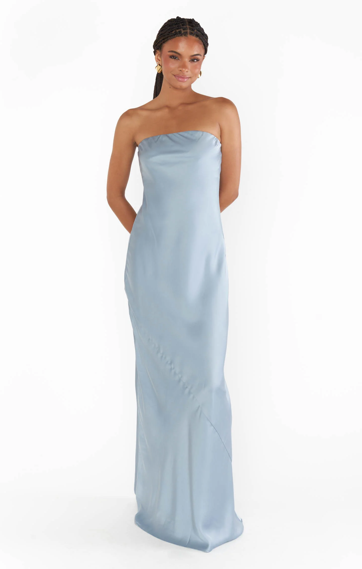 Taylor Tube Maxi Dress ~ Steel Blue Luxe Satin - Image 9