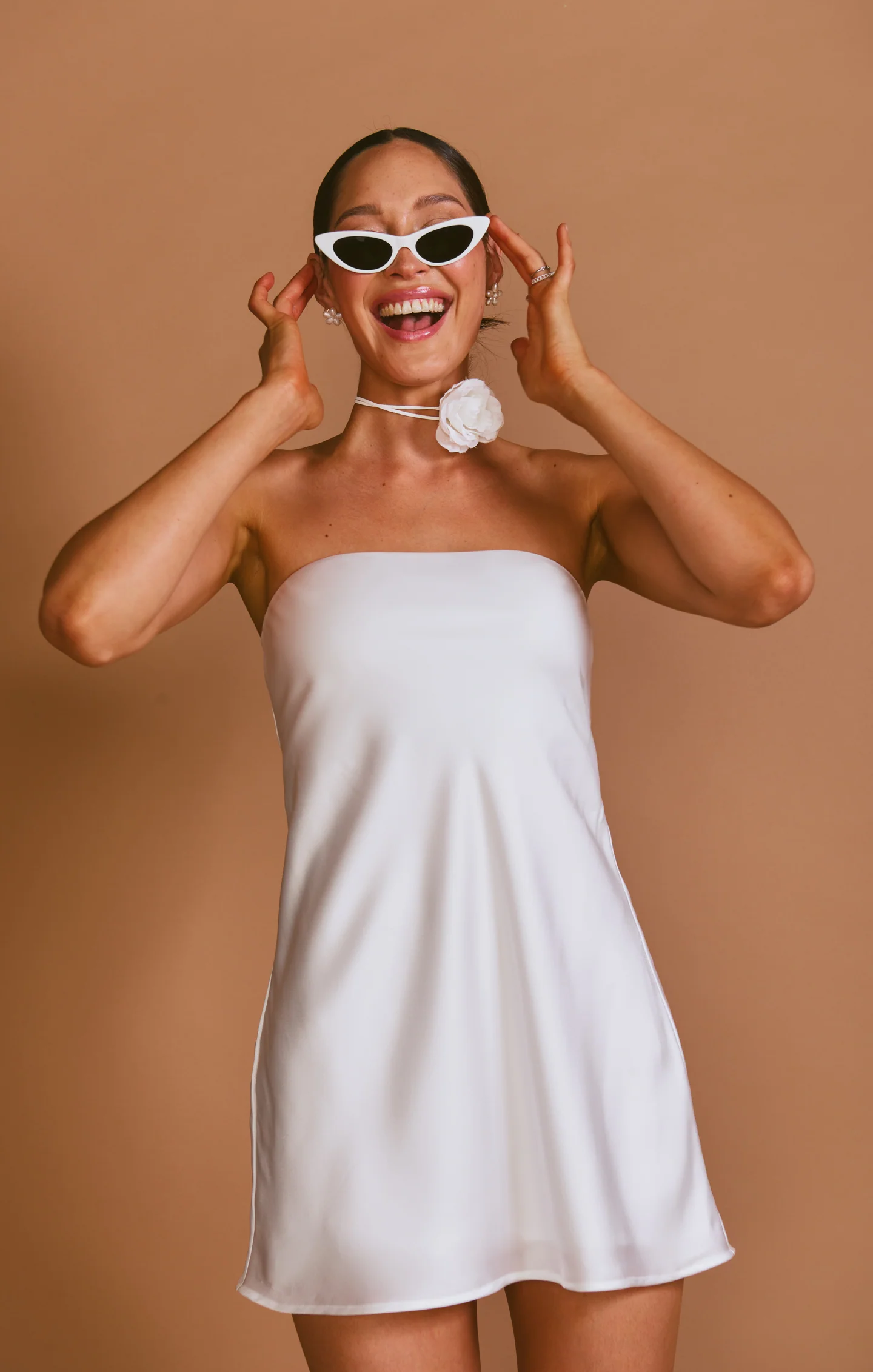 Taylor Tube Mini Dress ~ Ivory Luxe Satin - Image 2
