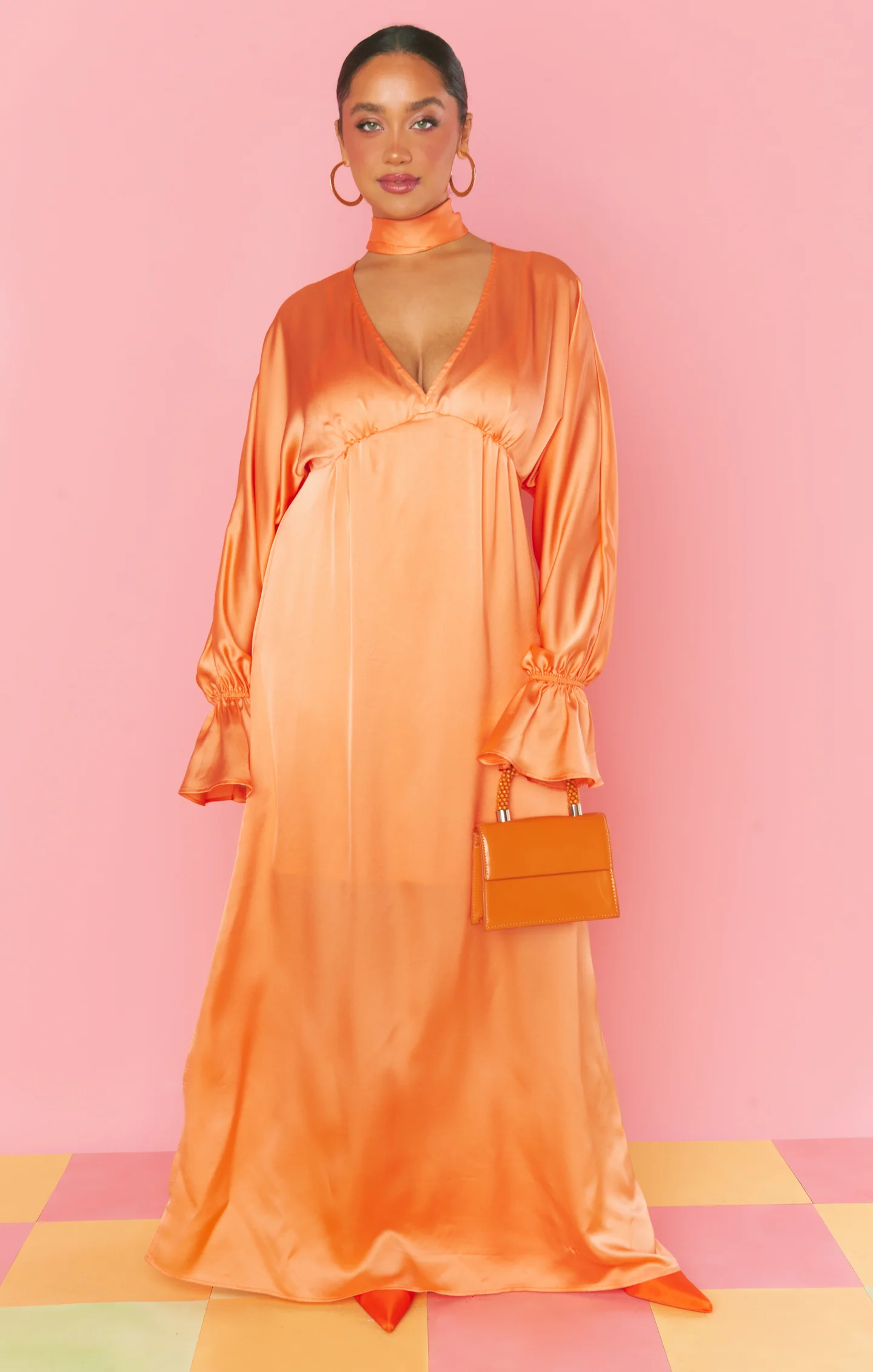 Thalia Maxi Dress ~ Cantaloupe Luxe Satin - Image 2
