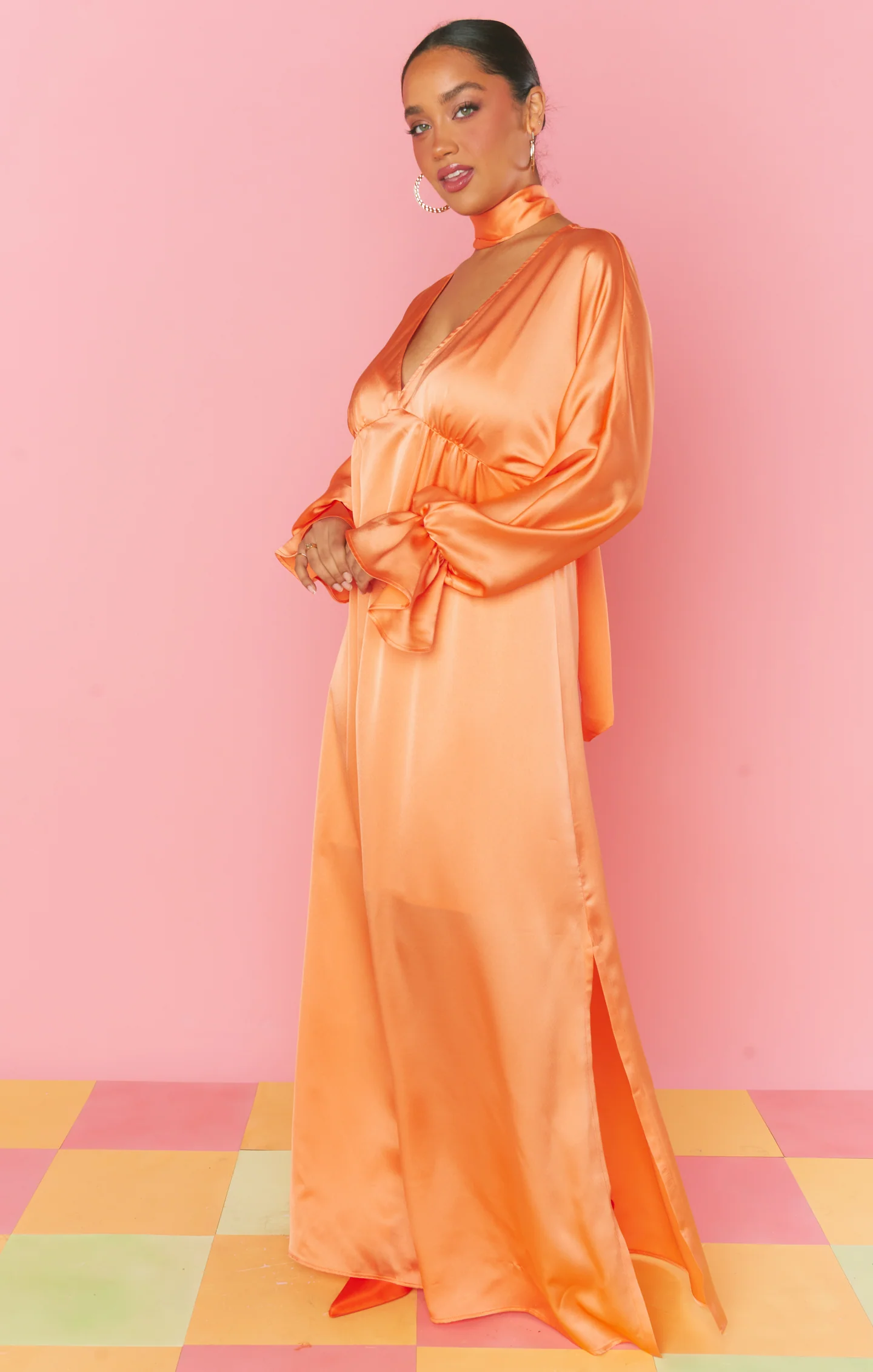 Thalia Maxi Dress ~ Cantaloupe Luxe Satin - Image 4