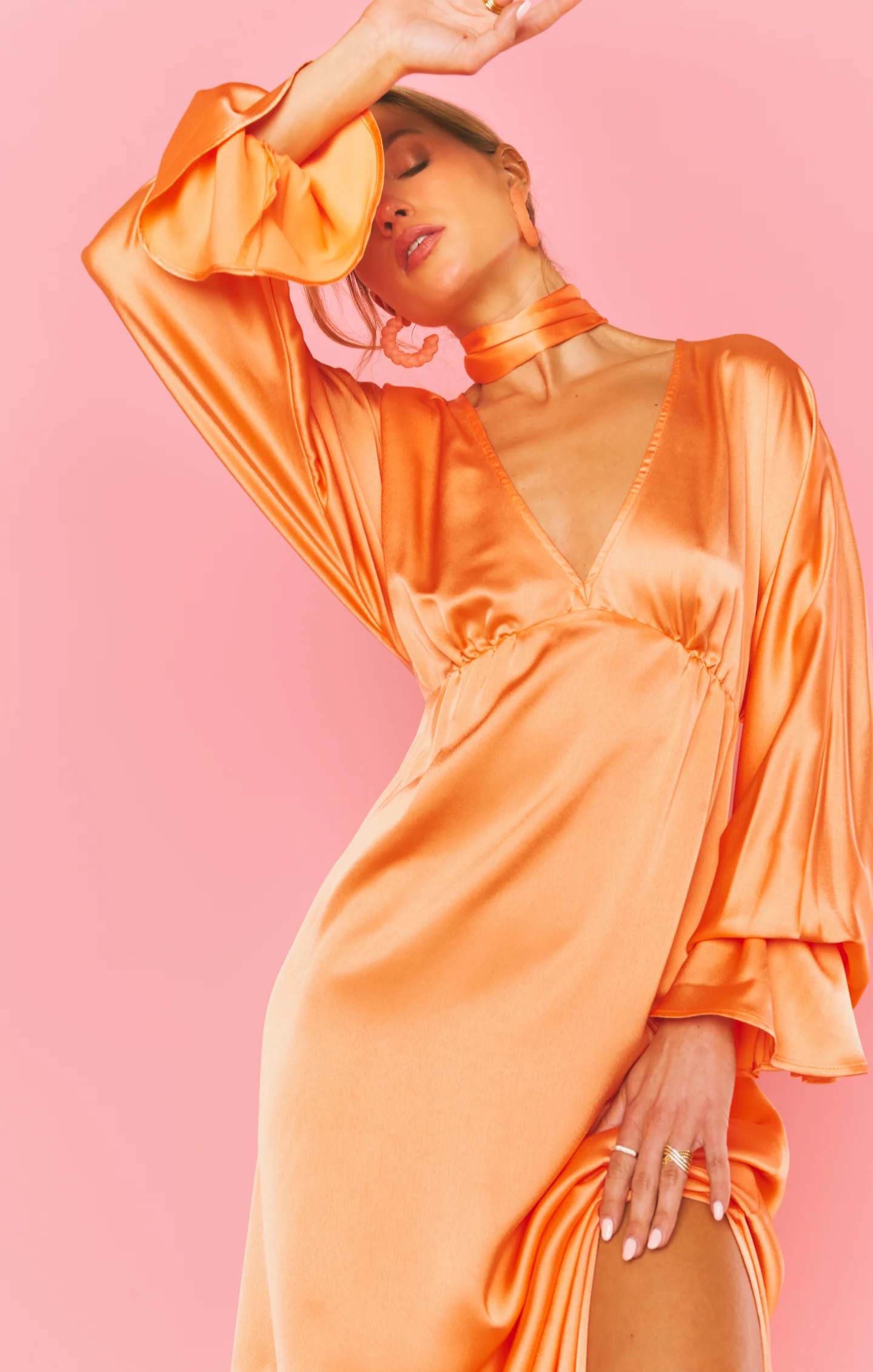 Thalia Maxi Dress ~ Cantaloupe Luxe Satin - Image 5
