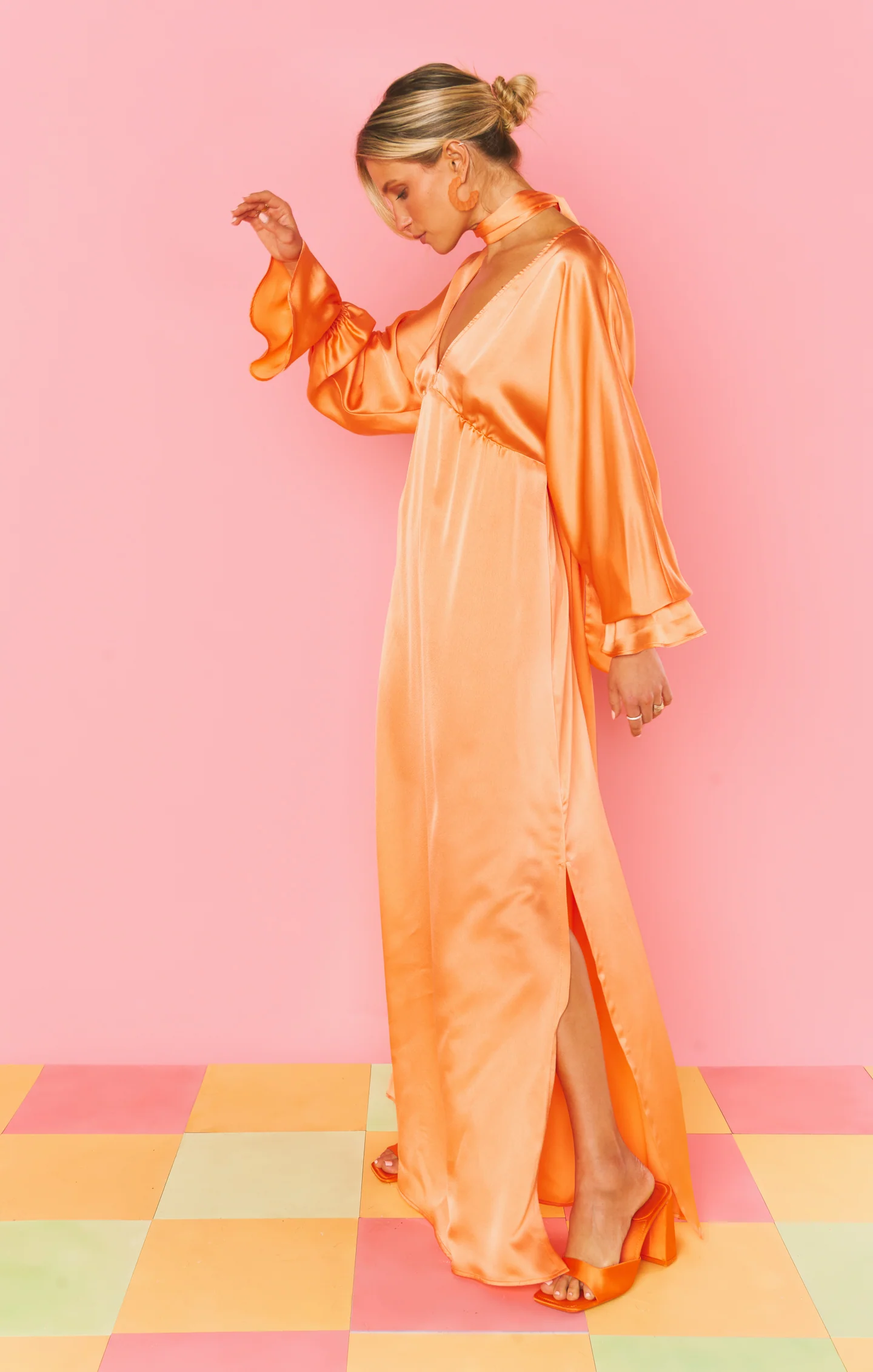 Thalia Maxi Dress ~ Cantaloupe Luxe Satin - Image 6
