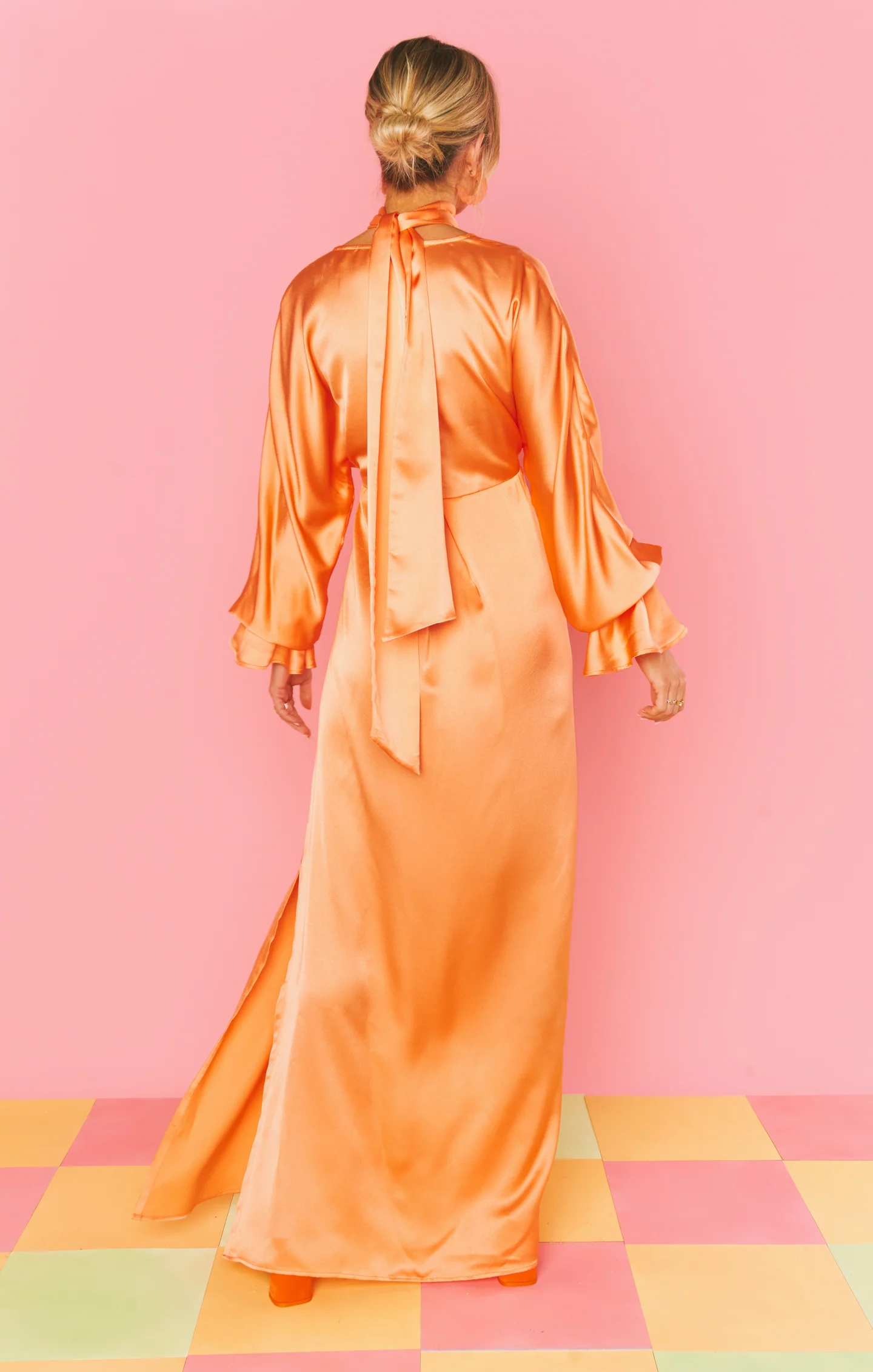 Thalia Maxi Dress ~ Cantaloupe Luxe Satin - Image 7