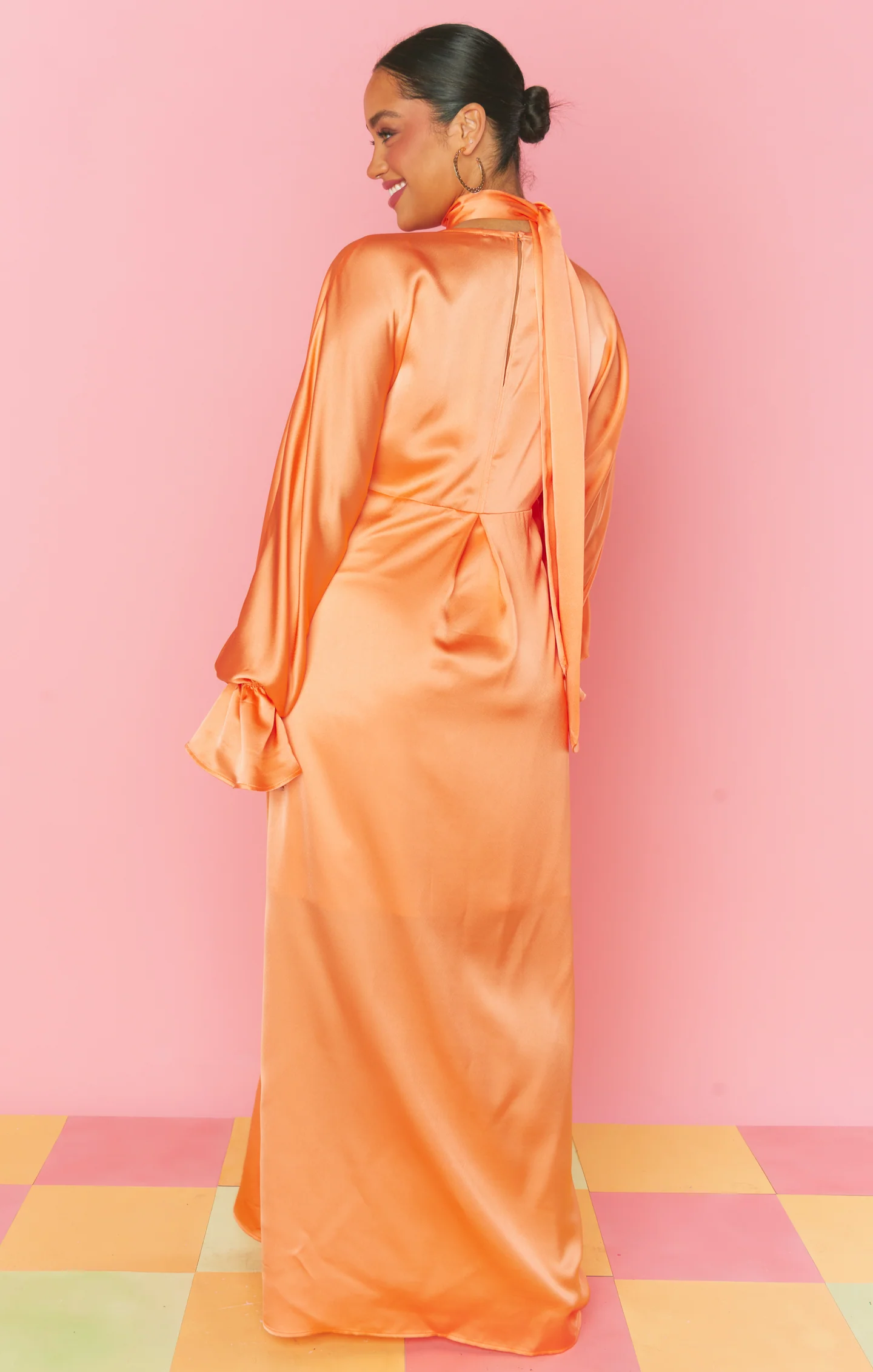 Thalia Maxi Dress ~ Cantaloupe Luxe Satin - Image 8