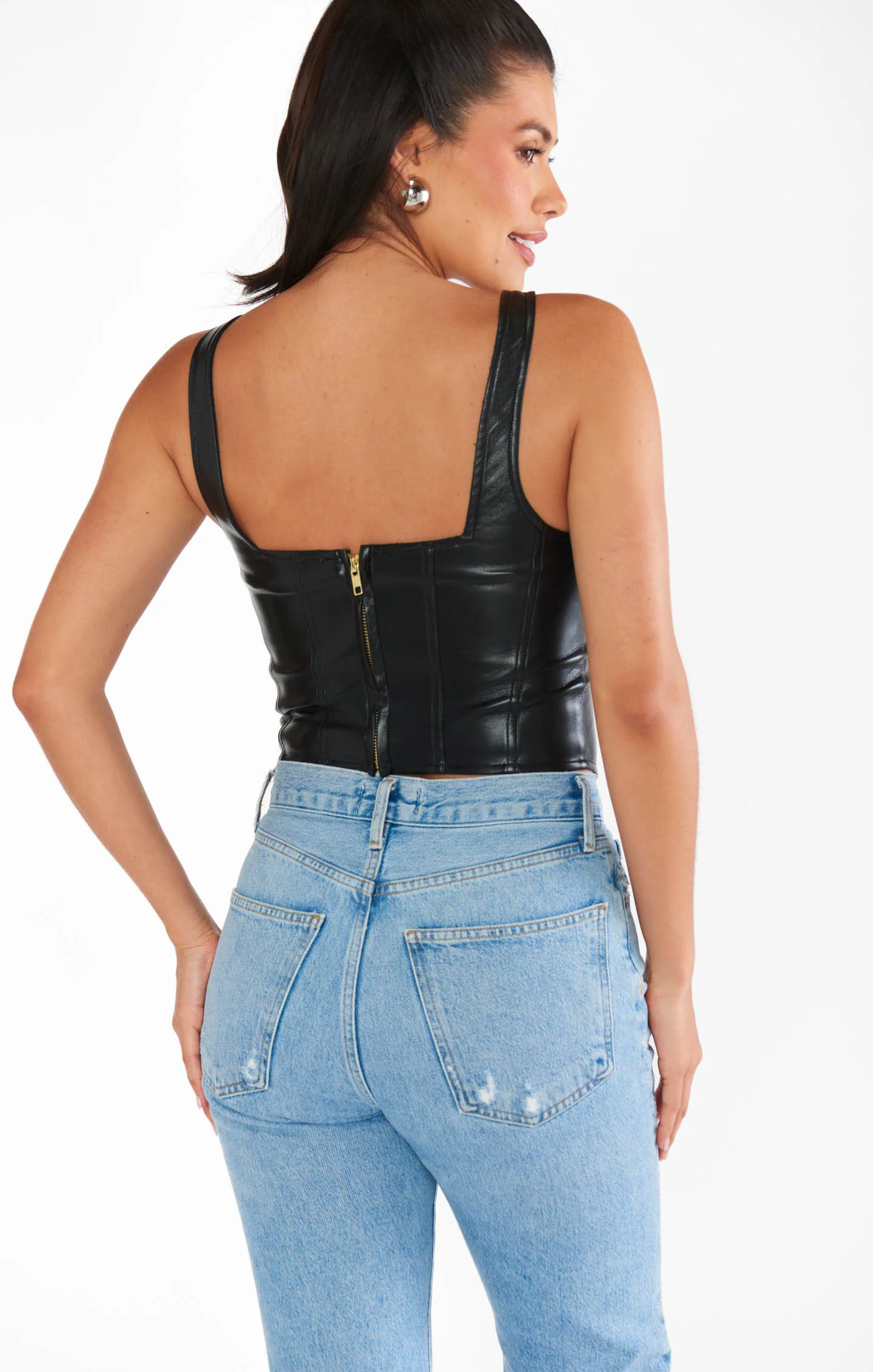 The Corset Top ~ Black Faux Leather - Image 7