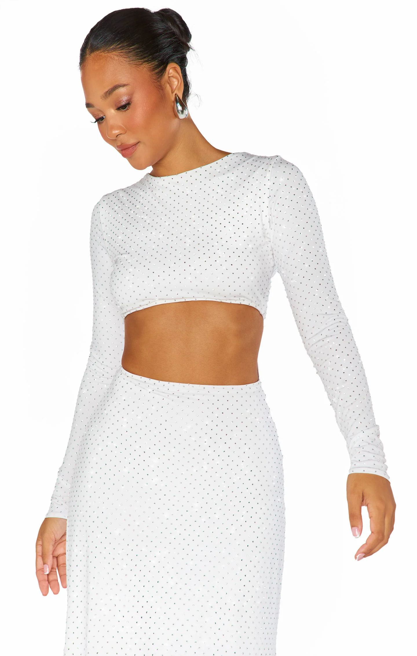 The Sleek Maxi Dress ~ White Rhinestone Spandy - Image 6