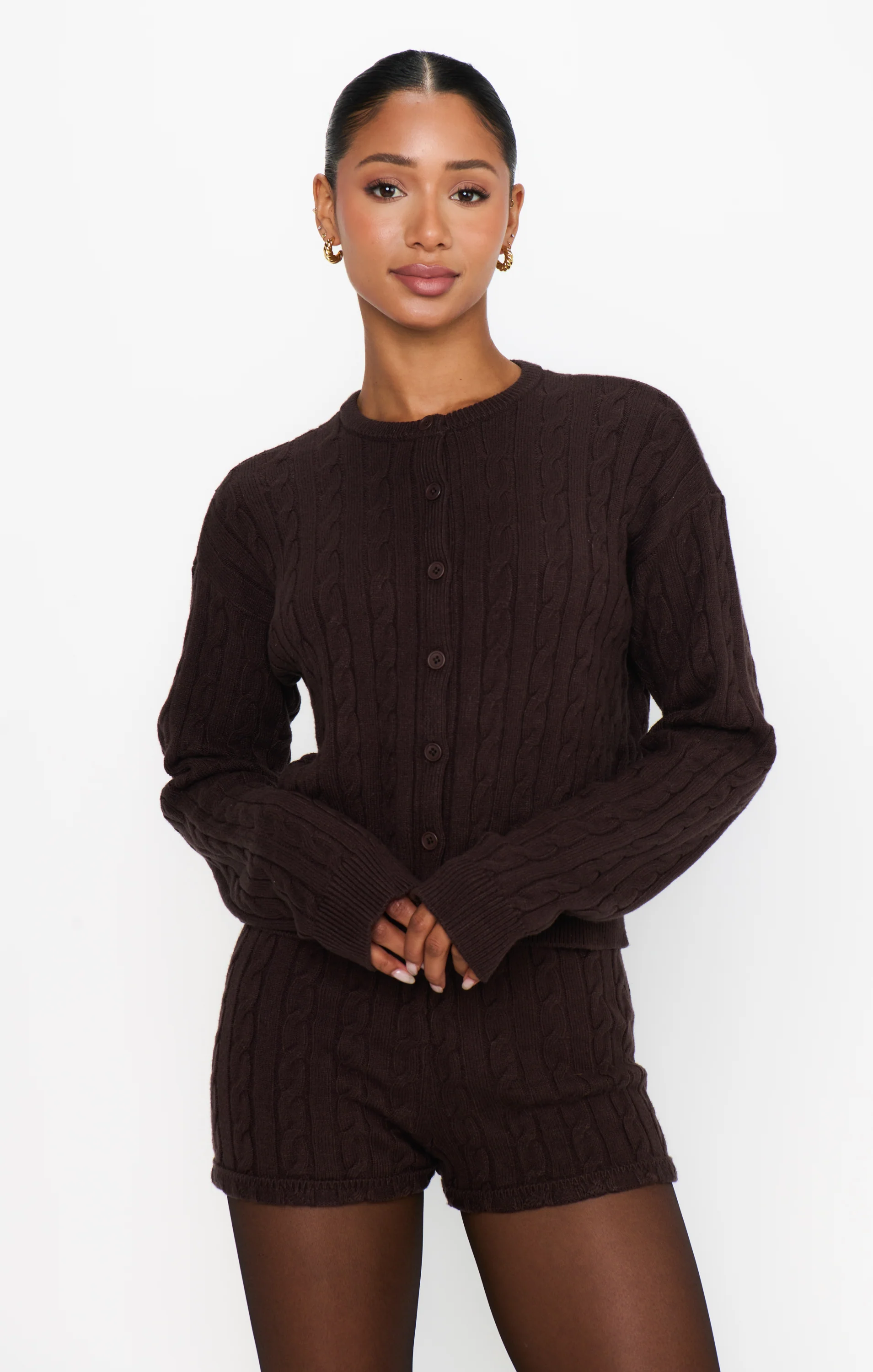 Throw on Cardigan ~ Chocolate Cable Knit - Image 2