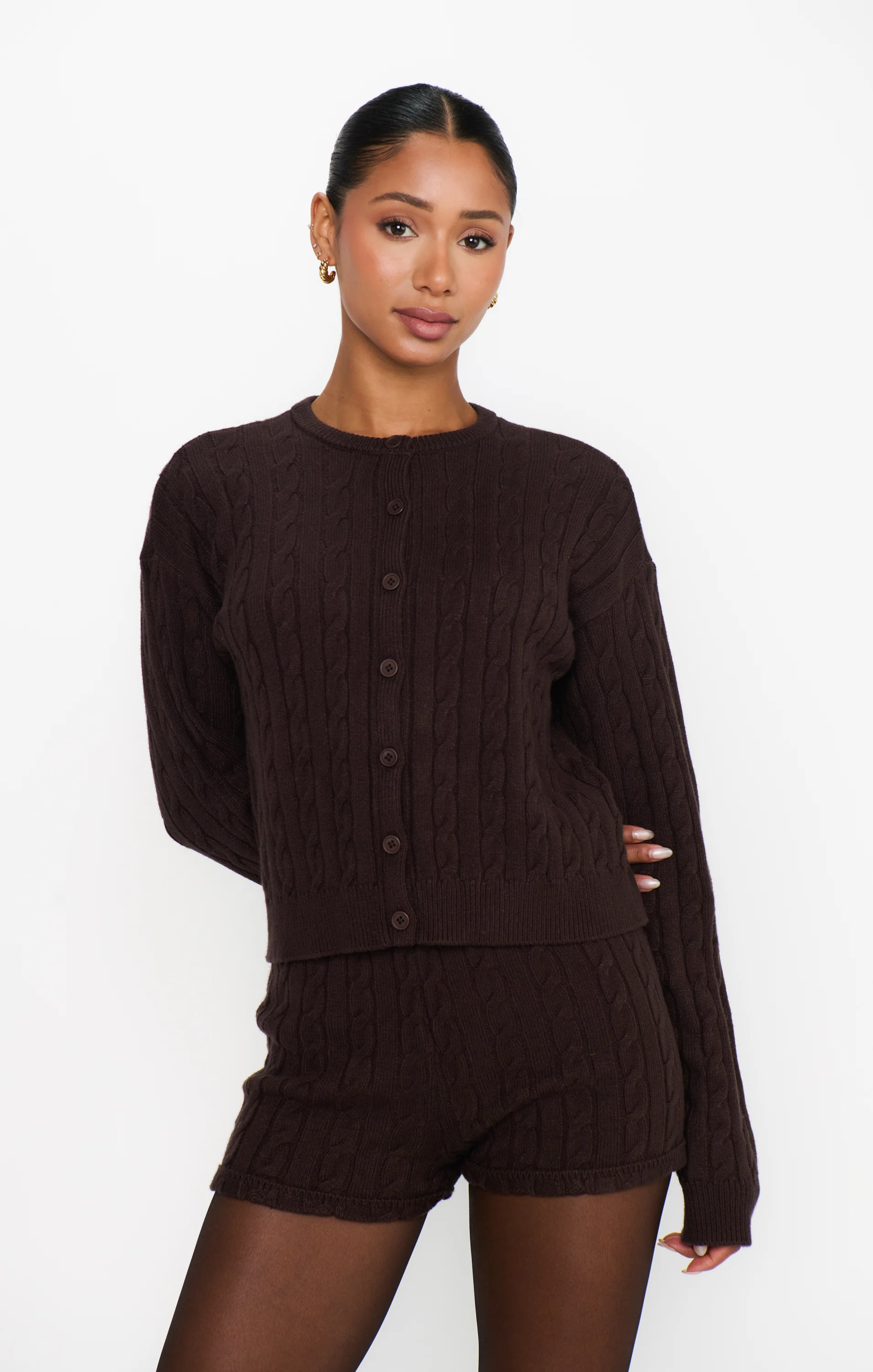 Throw on Cardigan ~ Chocolate Cable Knit - Image 4