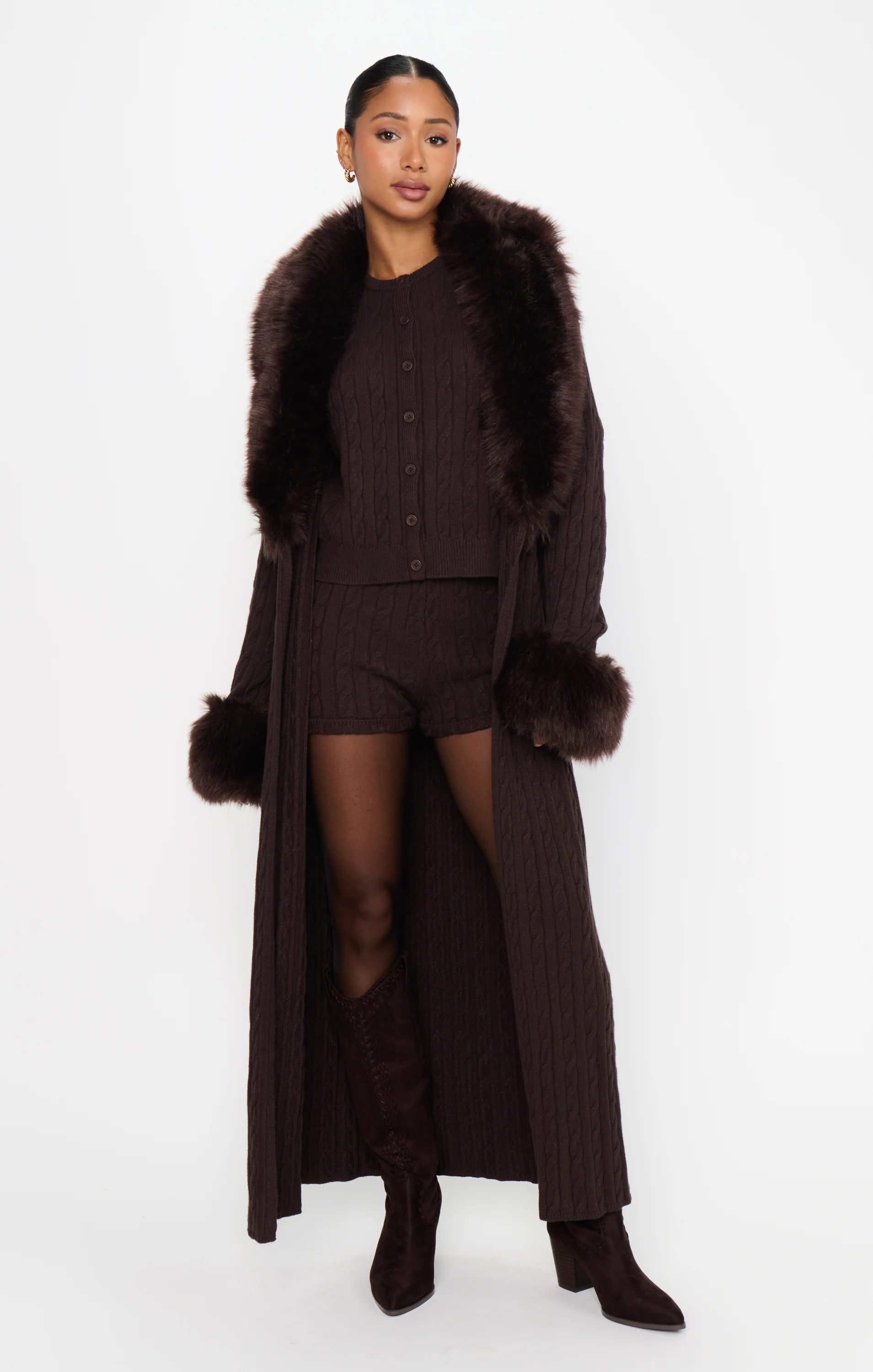 Throw on Cardigan ~ Chocolate Cable Knit - Image 6
