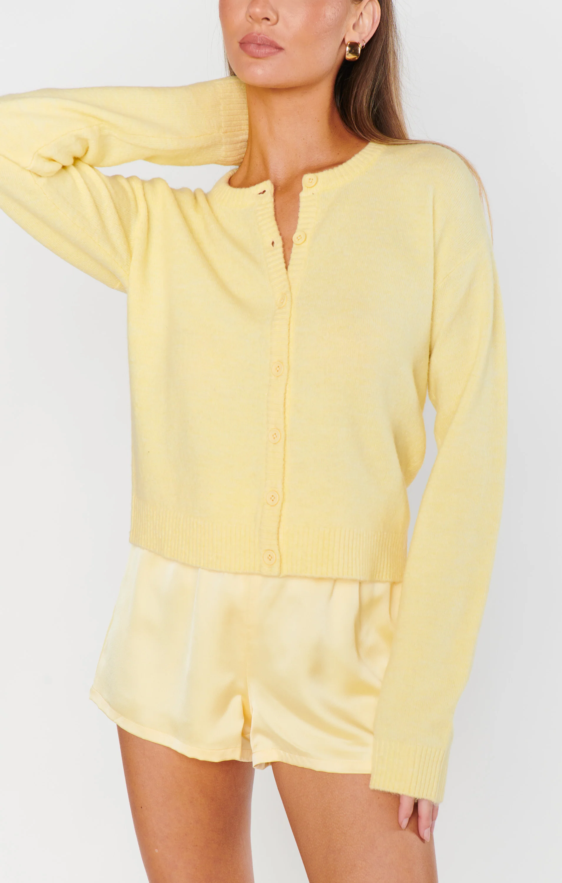 Throw on Cardigan ~ Pale Yellow Knit - Image 3