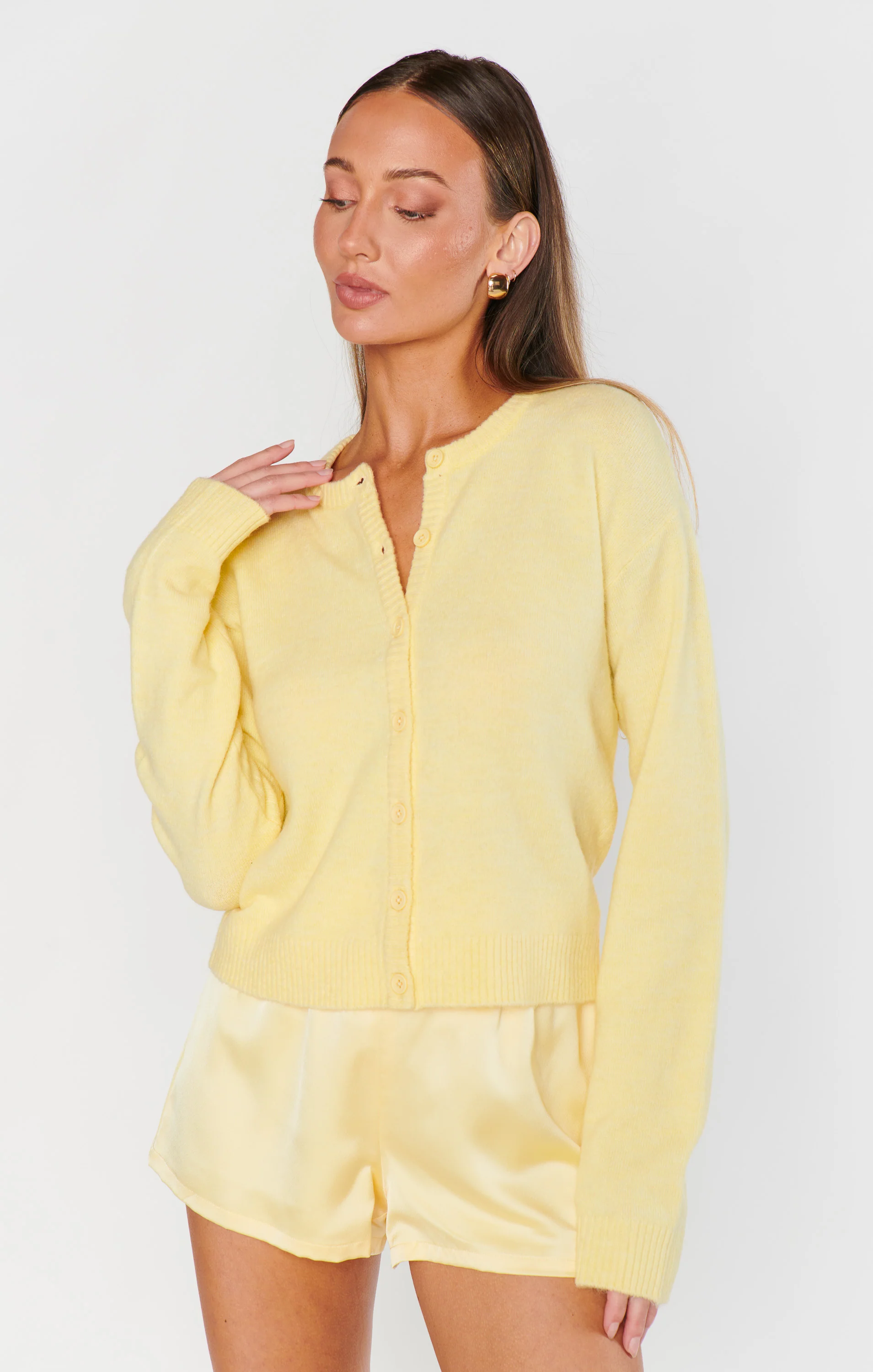 Throw on Cardigan ~ Pale Yellow Knit - Image 6