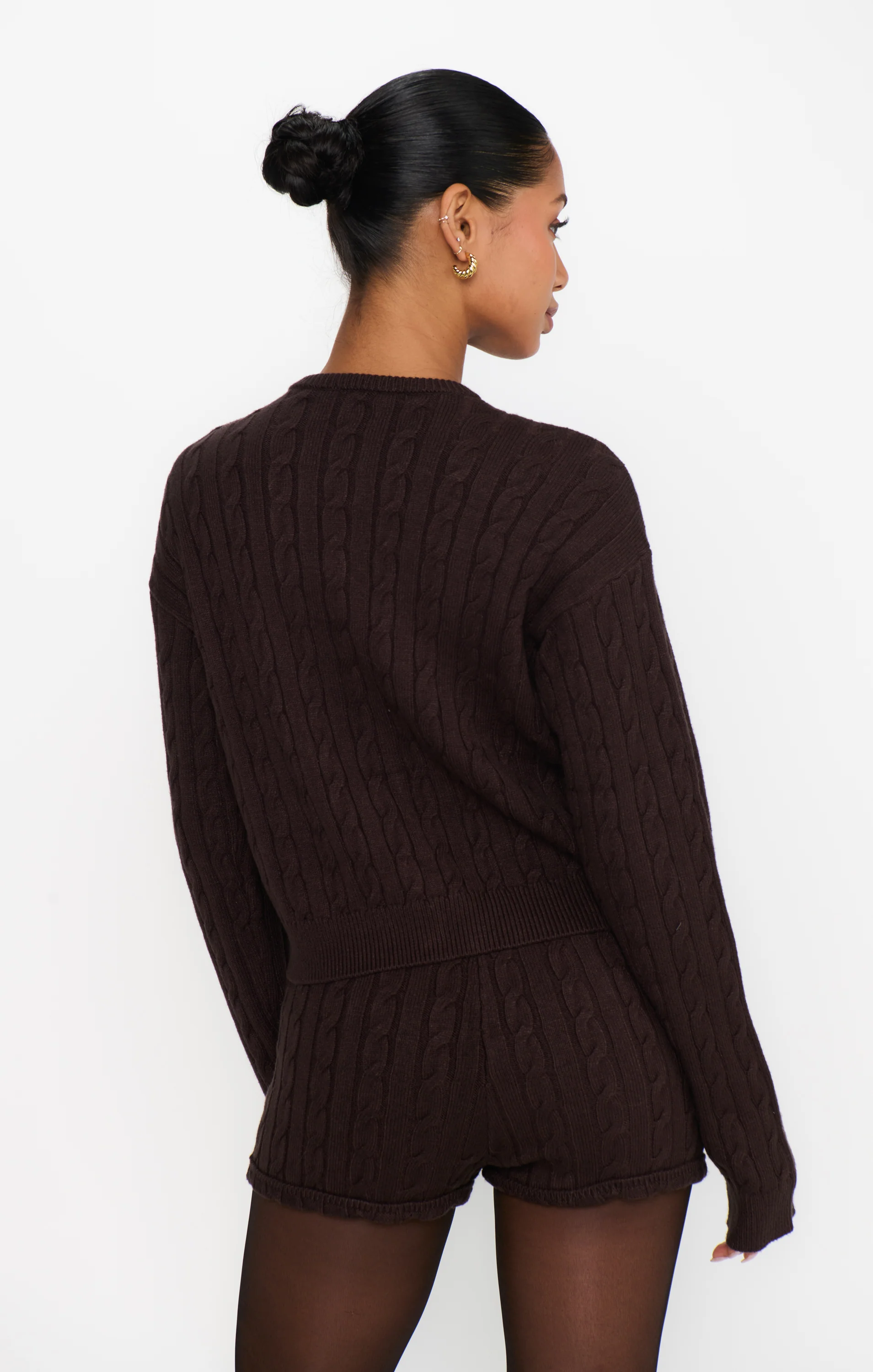 Throw On Shorts ~ Chocolate Cable Knit - Image 5