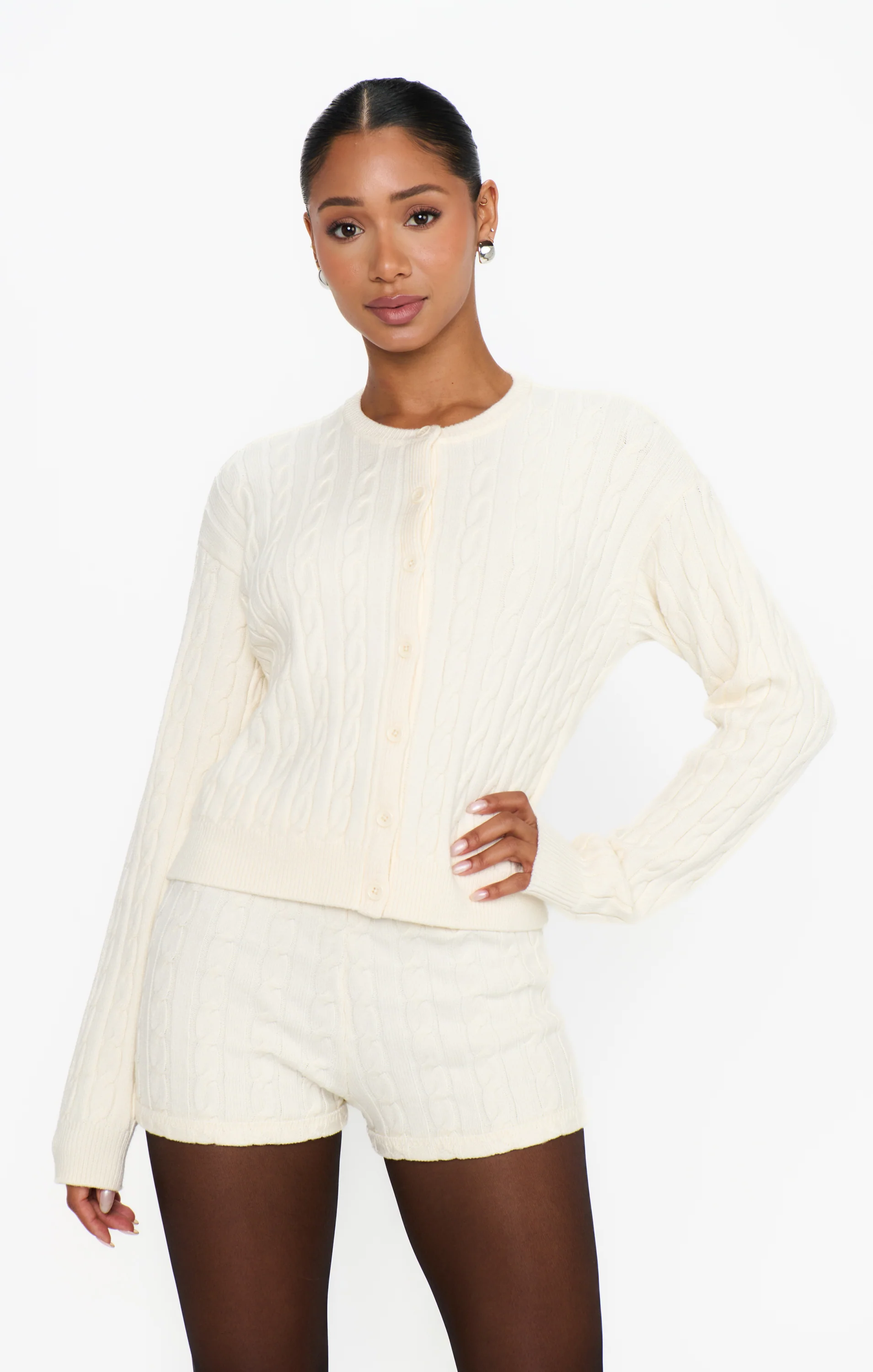 Throw On Shorts ~ Snow Cable Knit - Image 2