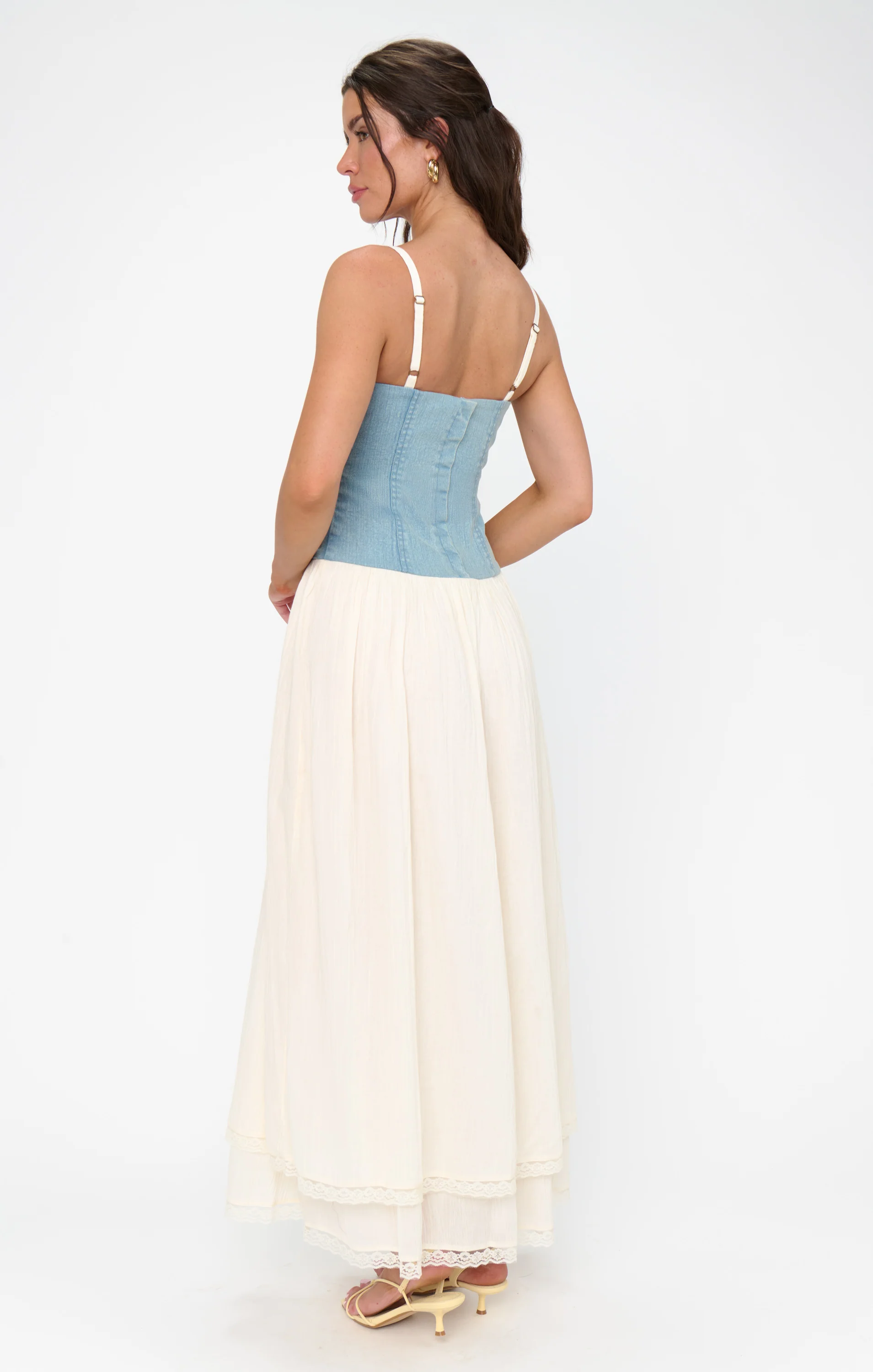 Tiffany Maxi Dress ~ Light Indigo with Cream Voile - Image 2